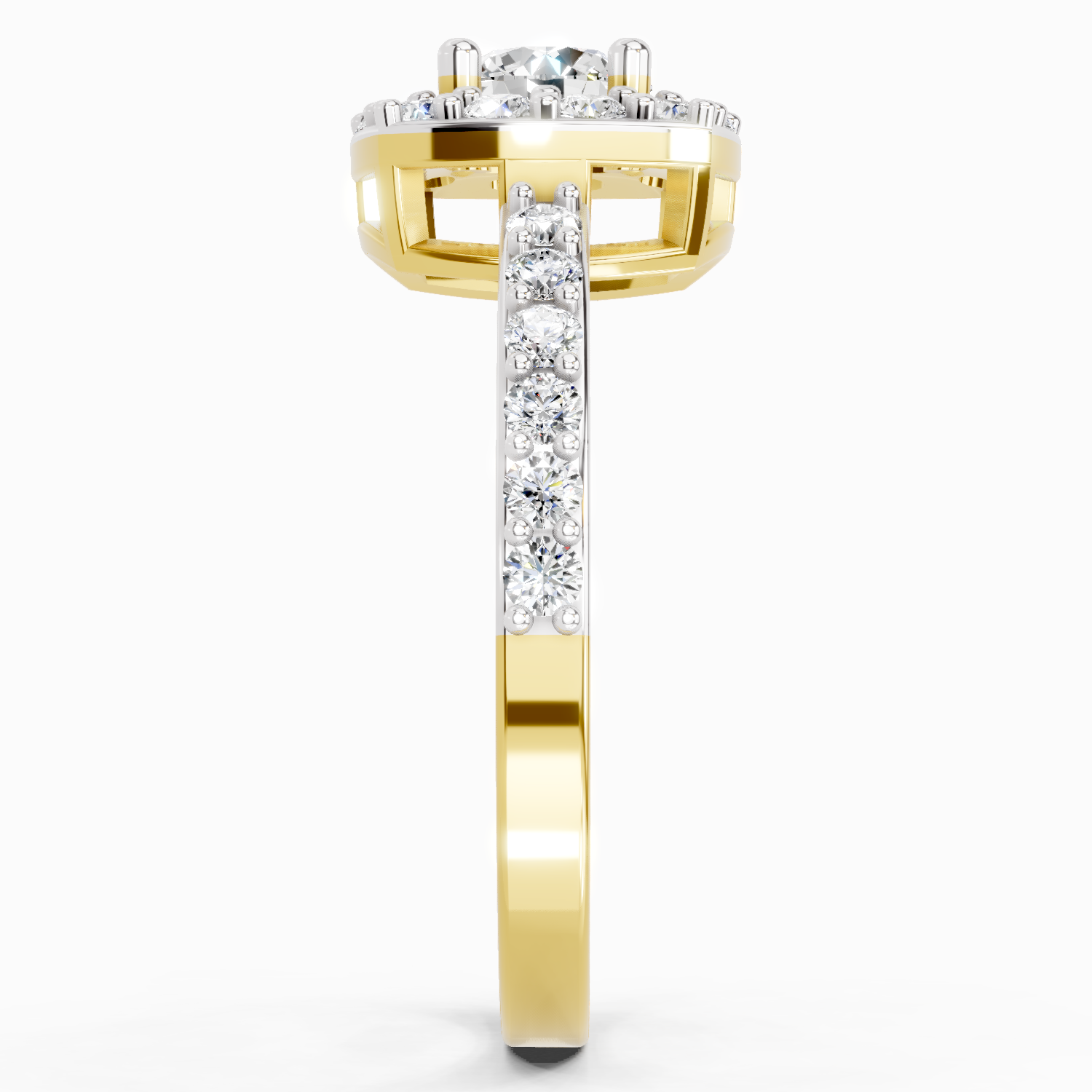 1 Ct Round Halo | 14K Yellow Gold
