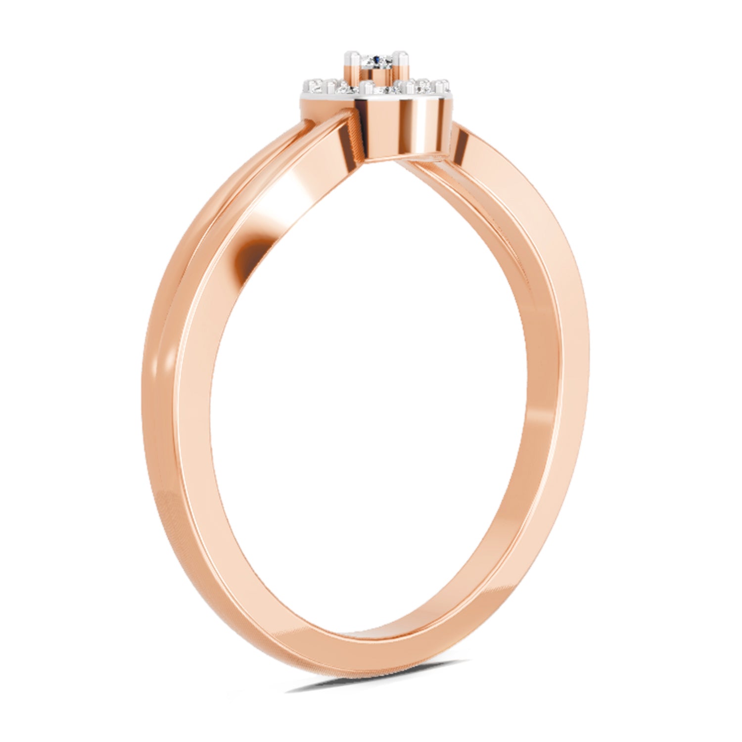 0.09 Ct Round Halo Ring  14K Rose Gold