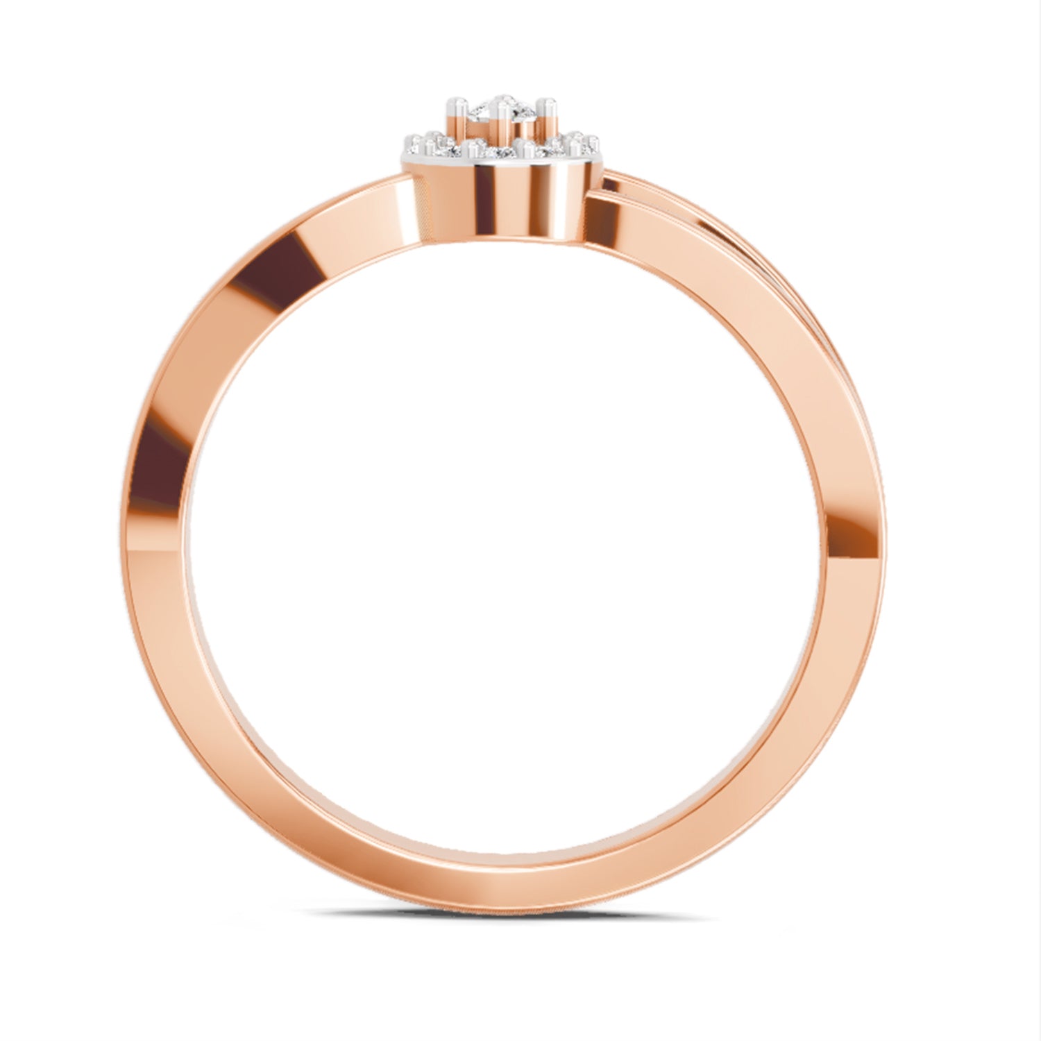 0.09 Ct Round Halo Ring  14K Rose Gold