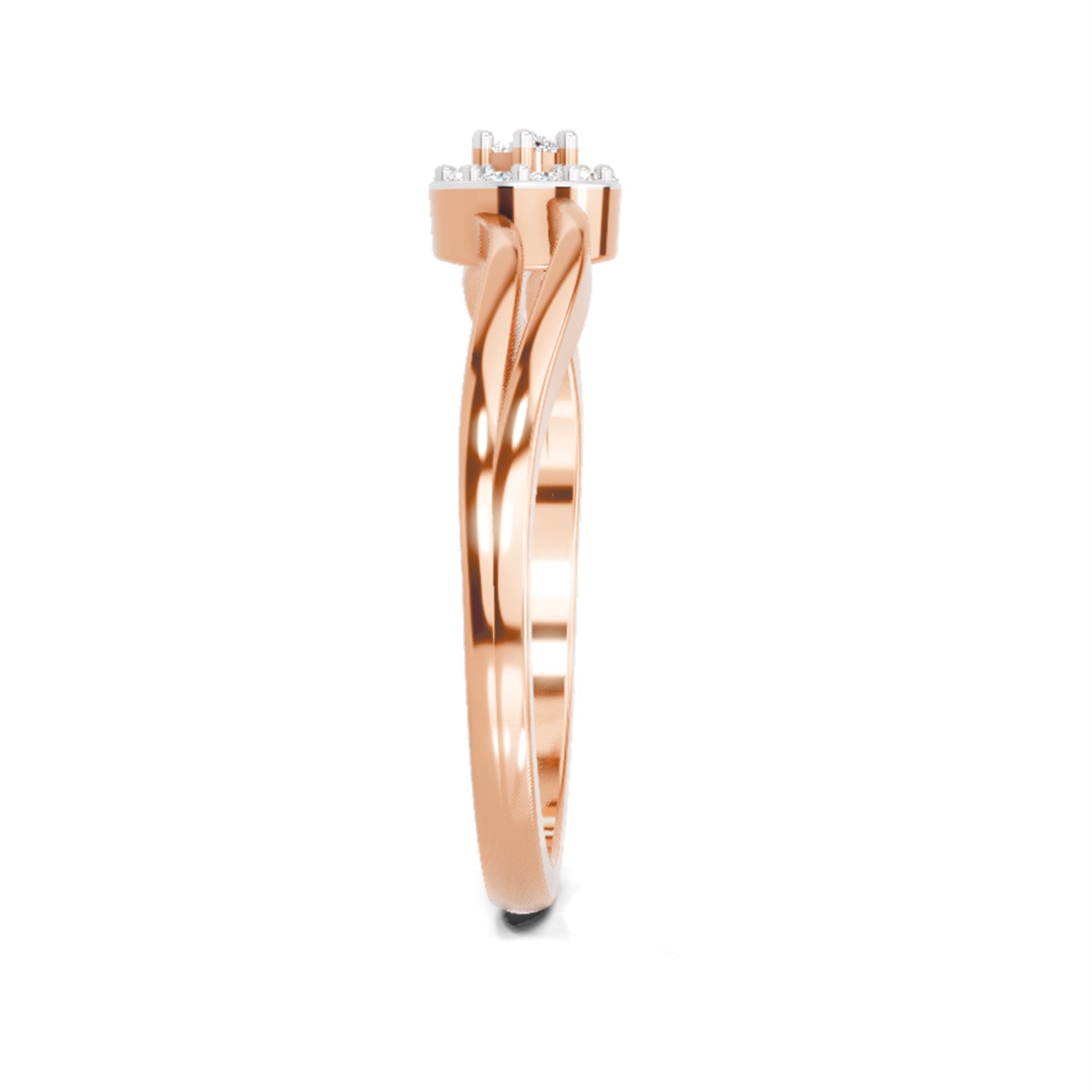 0.09 Ct Round Halo Ring  14K Rose Gold