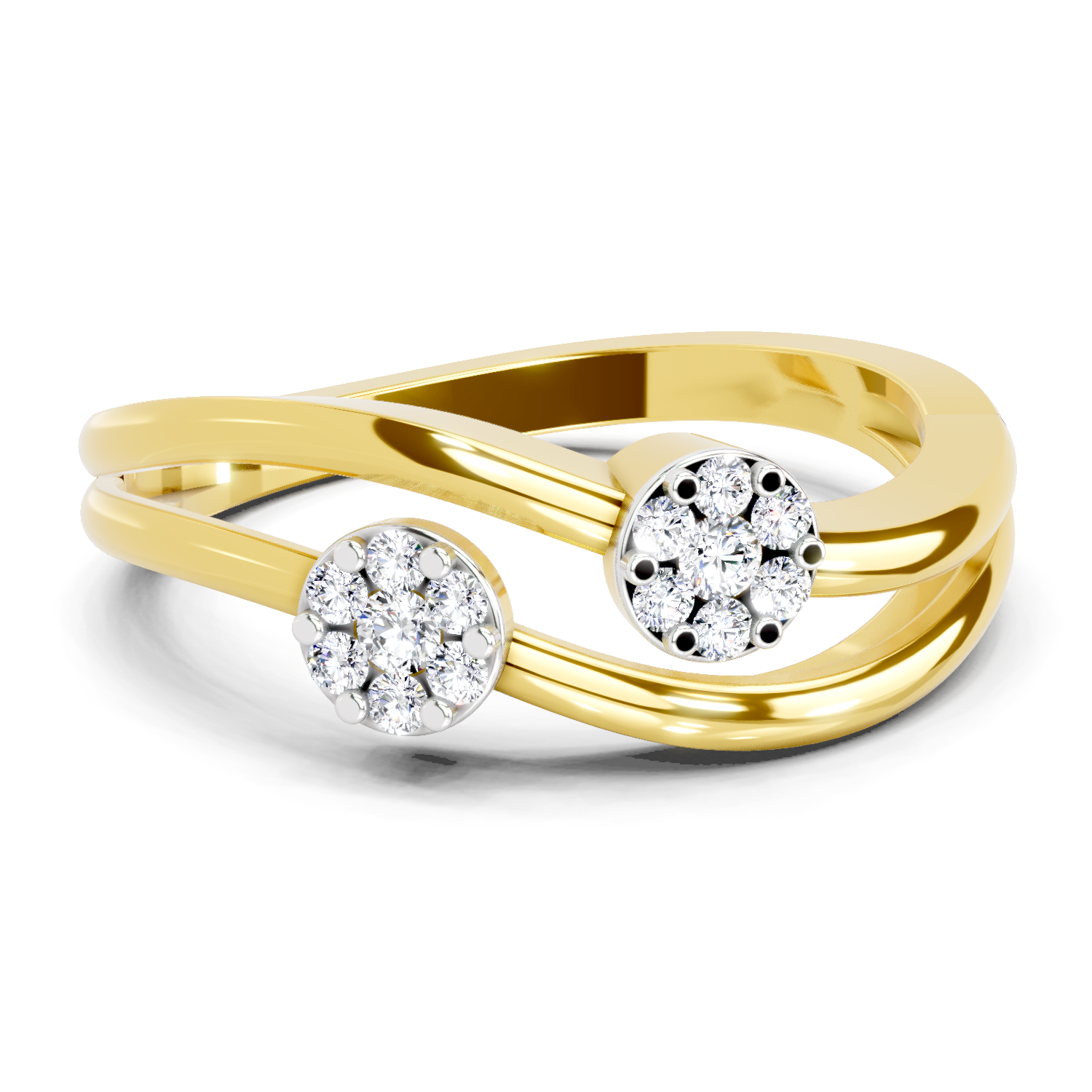 0.07 Carat Twin Bloom Promise Engagement Ring | 14K Yellow Gold