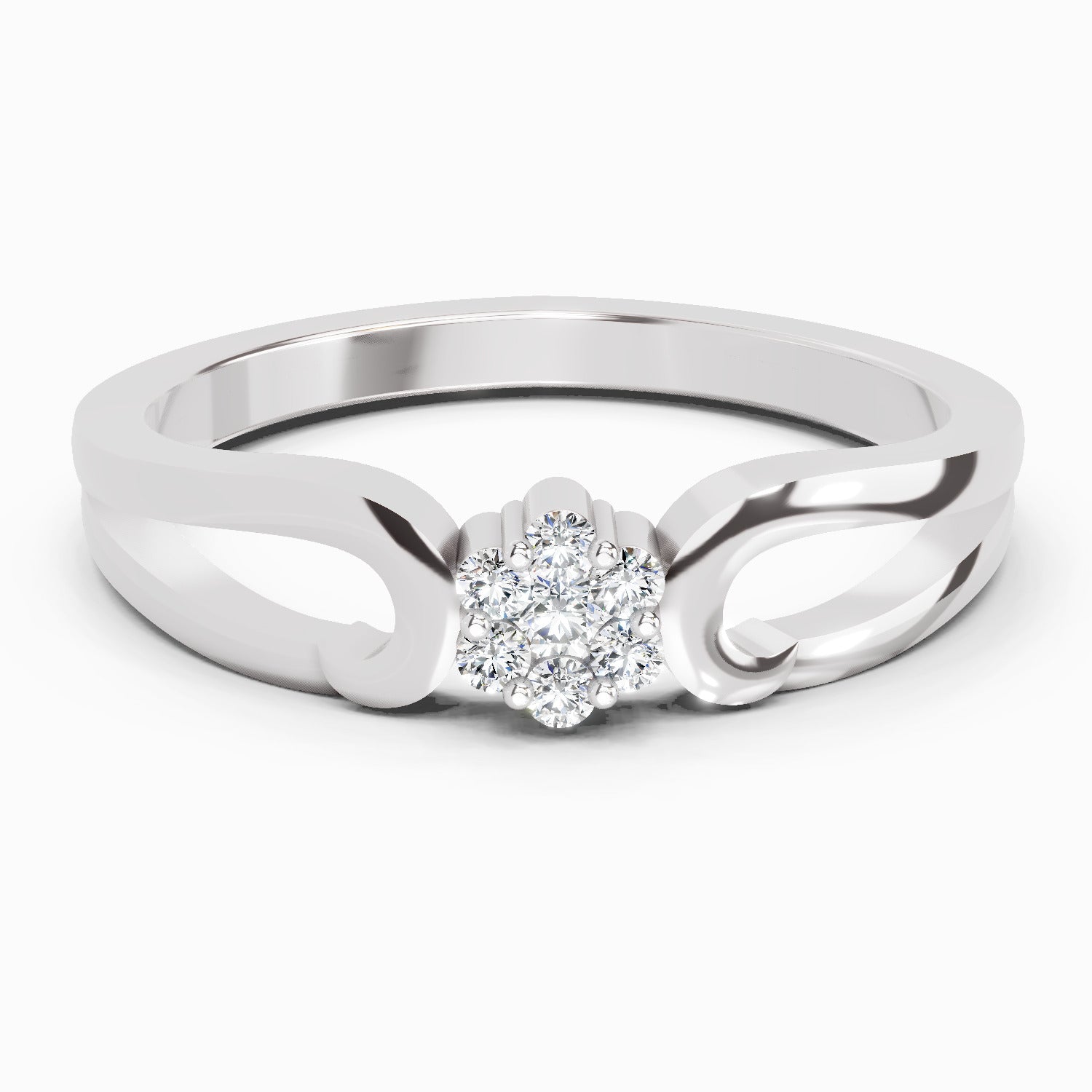Sparkles Lab Grown Diamond 0.07 Seven-Stone Floral Cluster Ring| 14K White Gold