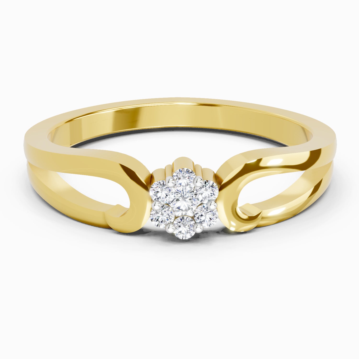 Sparkles Lab Grown Diamond 0.07 Seven-Stone Floral Cluster Ring| 14K Yellow Gold