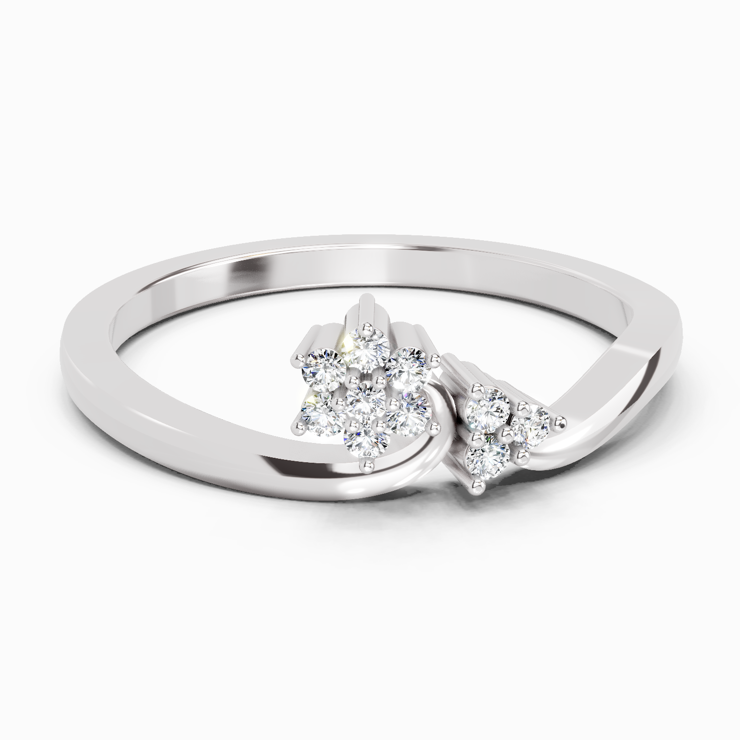 0.086 Ct Cluster Ring | 14K White Gold