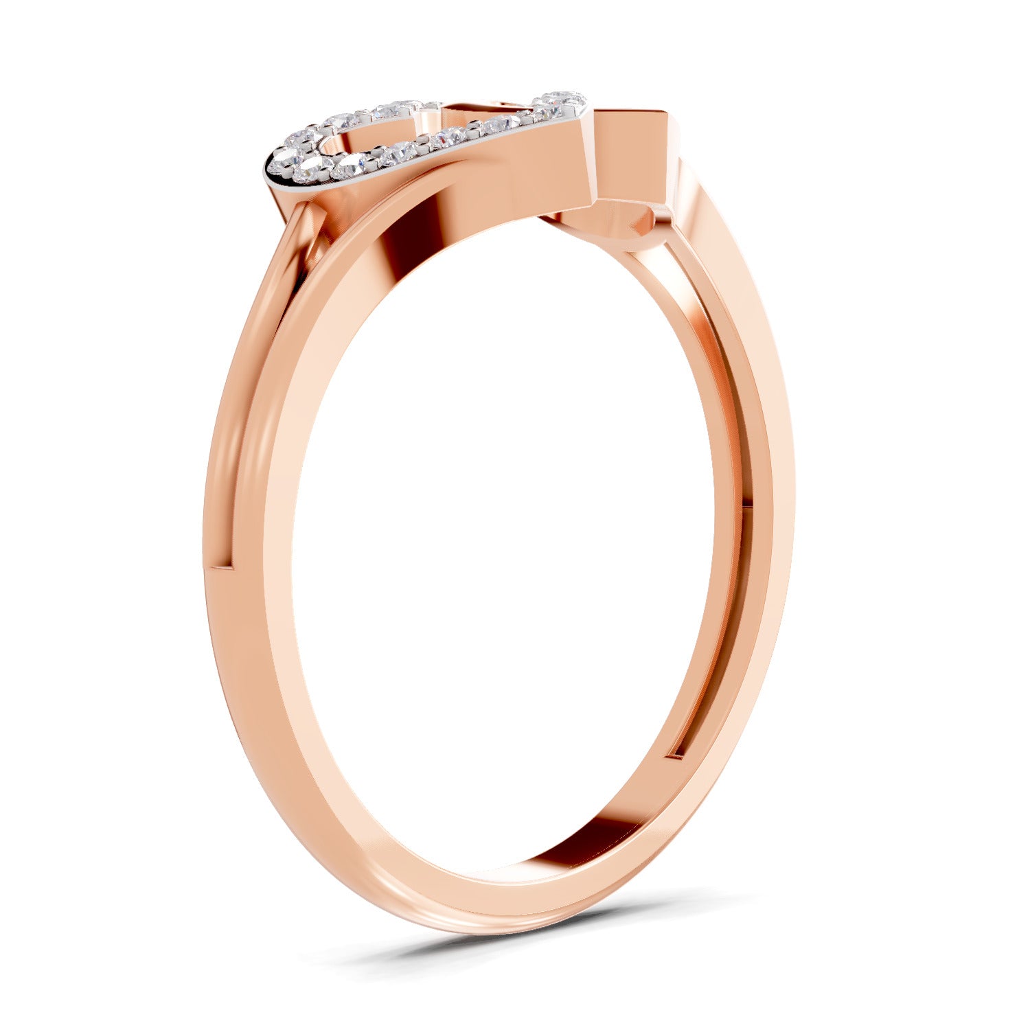 0.13 Carat Round Shape Twin Heart Engagement Ring | 14K Rose Gold