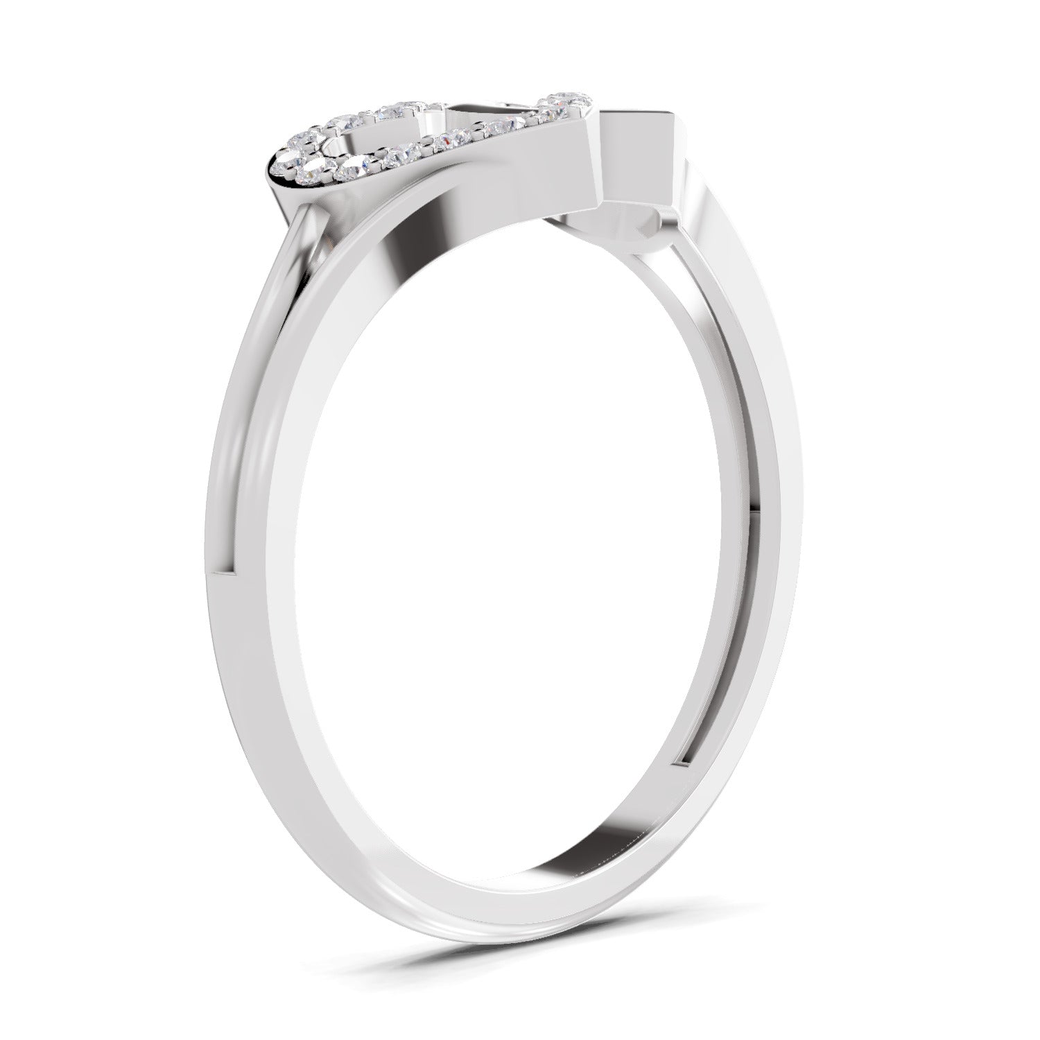0.13 Carat Round Shape Twin Heart Engagement Ring | 14K White Gold