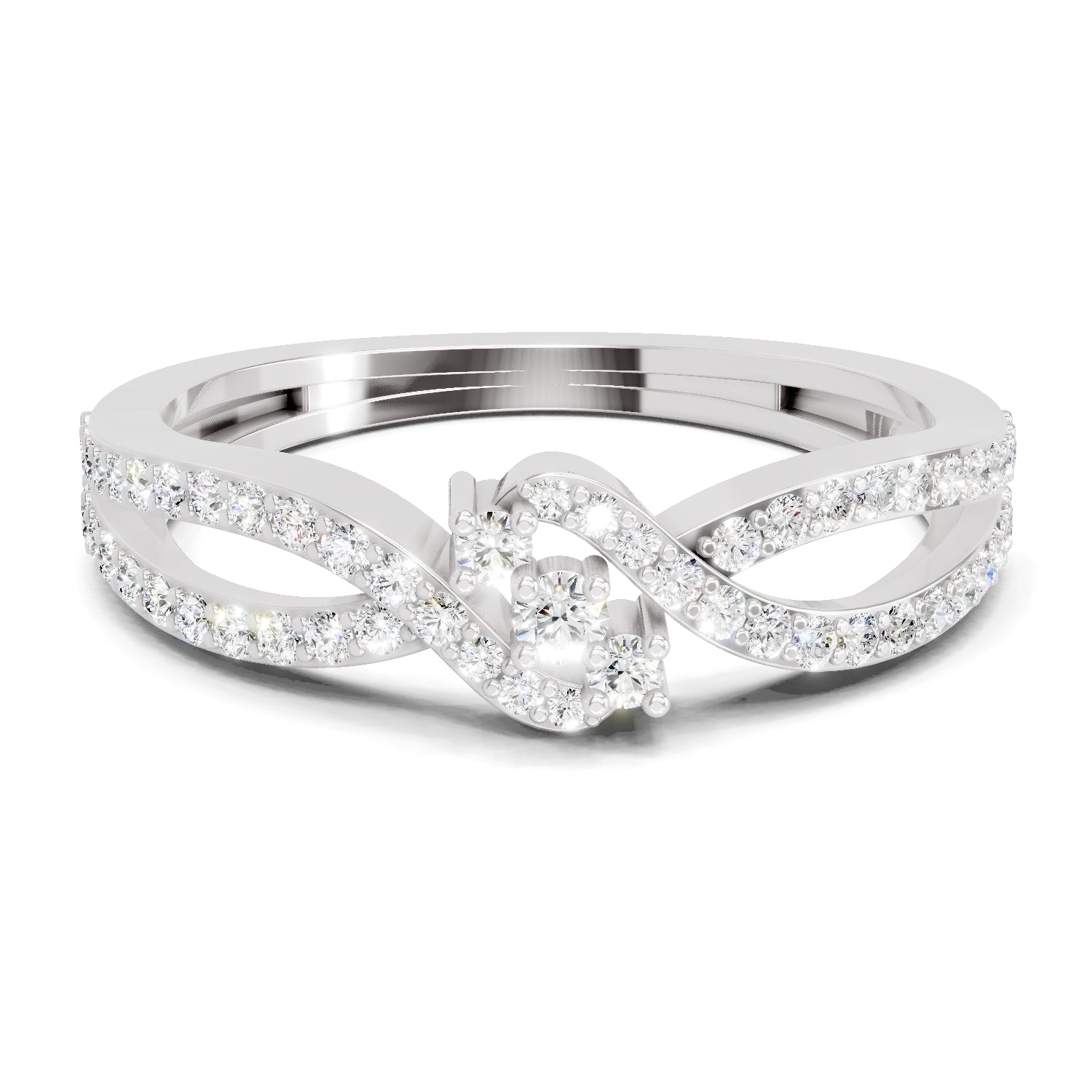 0.36 Carat Round Shape Twirl Engagement Ring | 14K White Gold