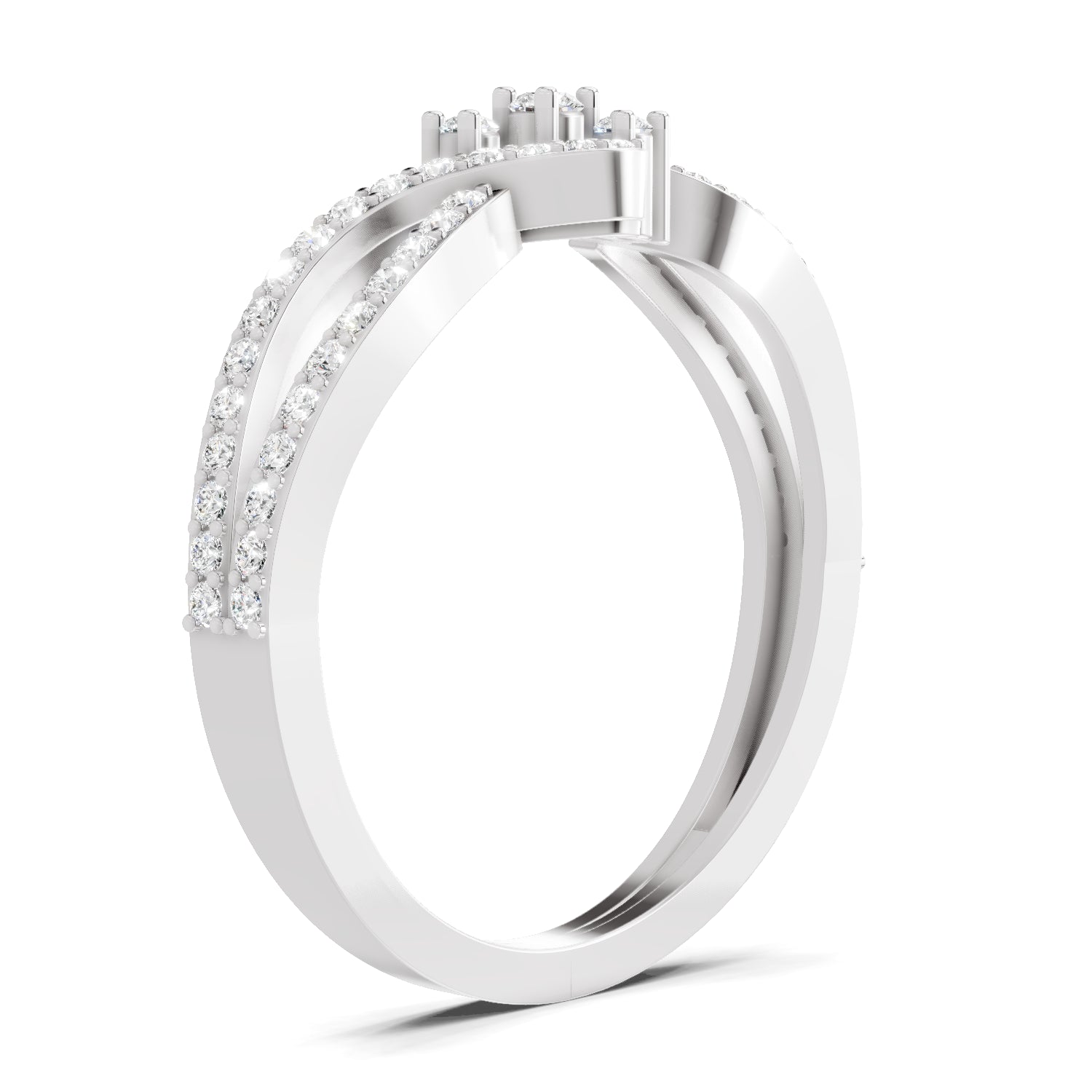 0.36 Carat Round Shape Twirl Engagement Ring | 14K White Gold