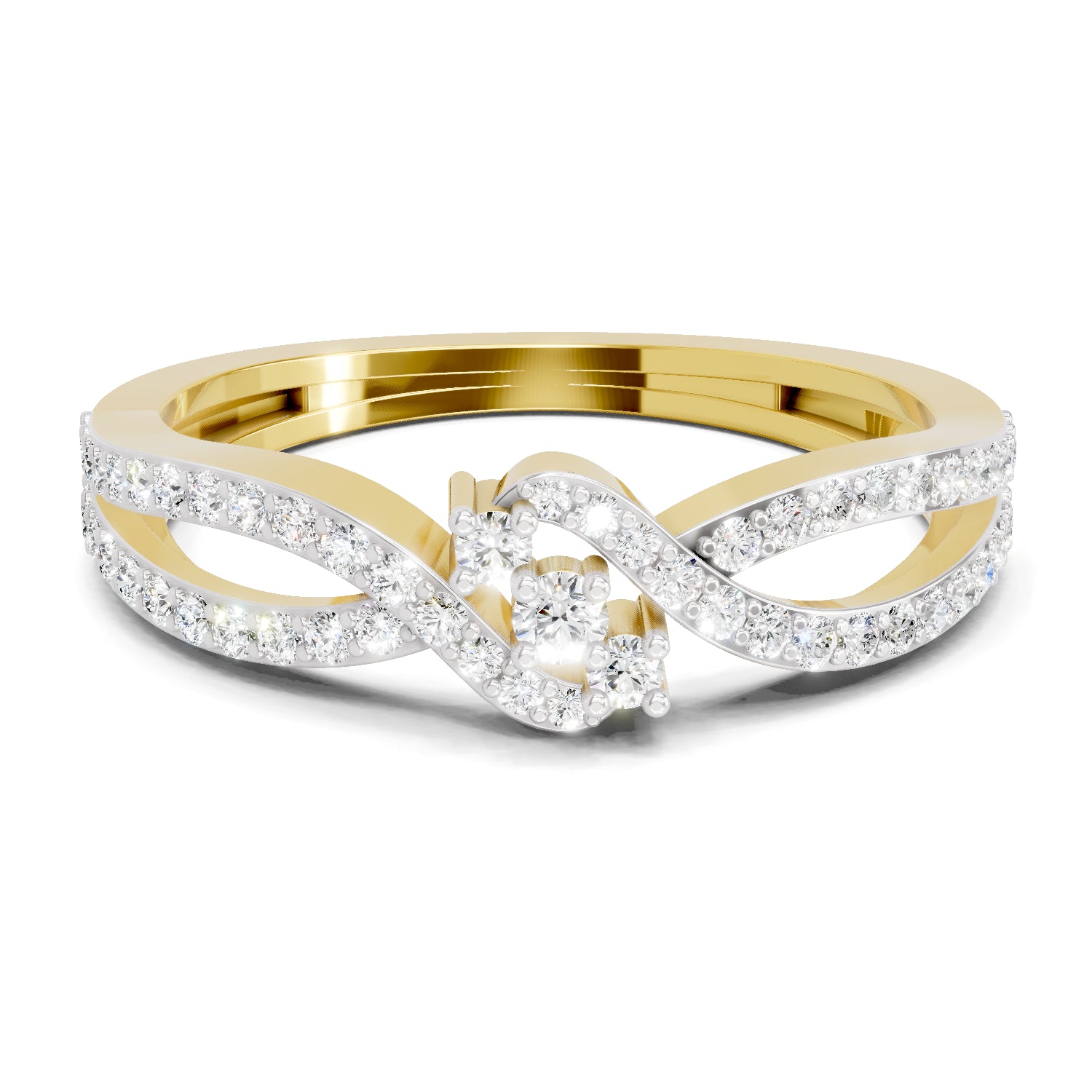 0.36 Carat Round Shape Twirl Engagement Ring | 14K Yellow Gold