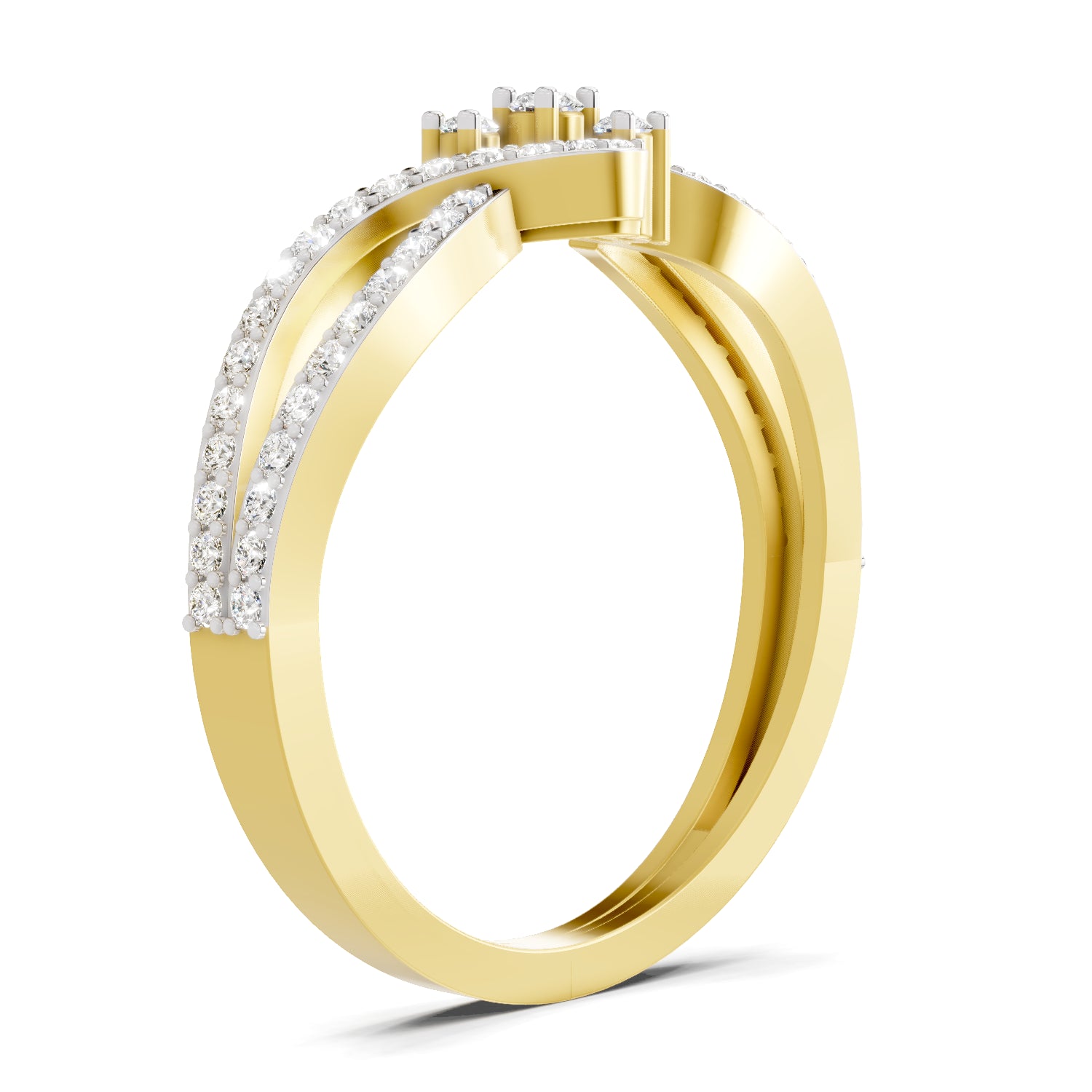 0.36 Carat Round Shape Twirl Engagement Ring | 14K Yellow Gold