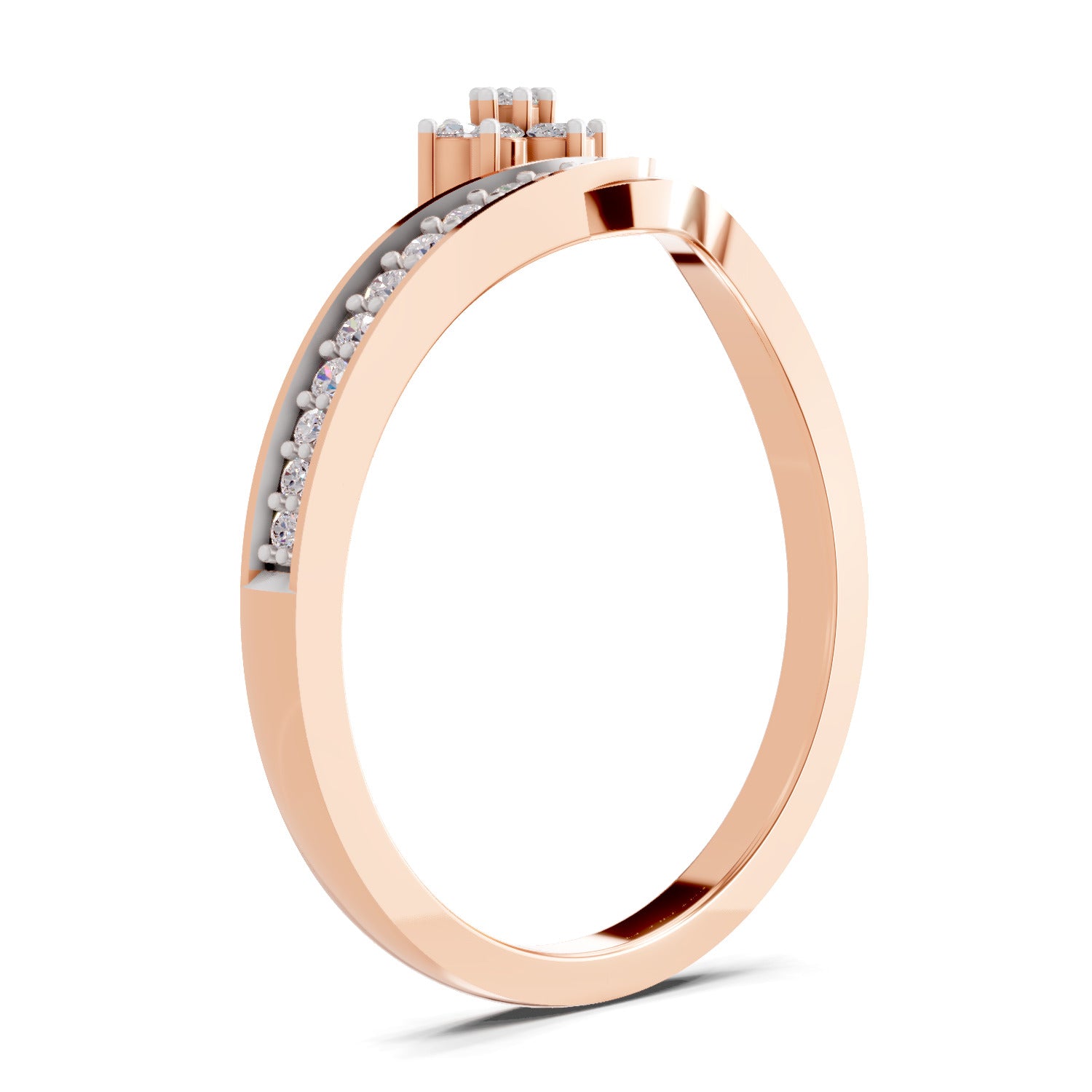 0.11 Carat Round Shape Floral Engagement Ring | 14K Rose Gold