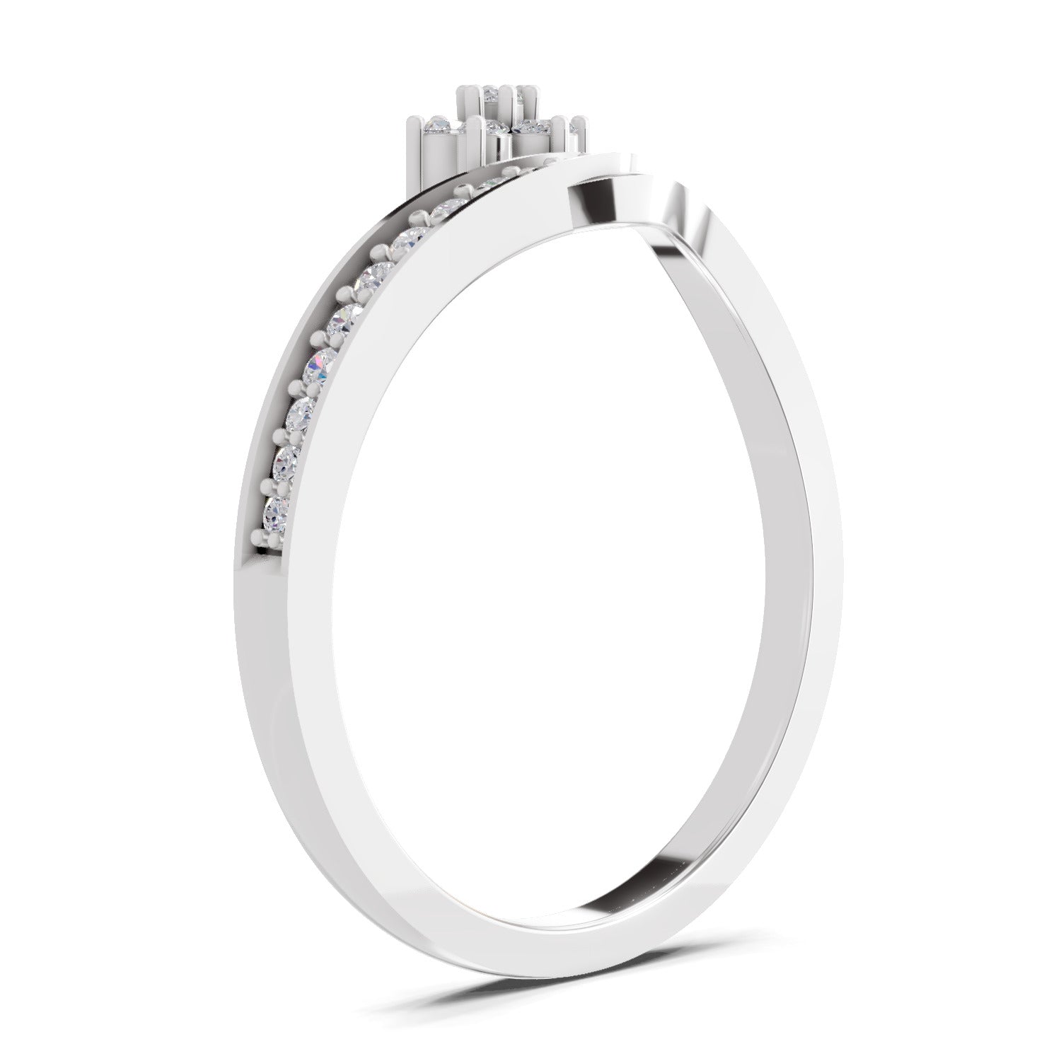 0.11 Carat Round Shape Floral Engagement Ring | 14K White Gold