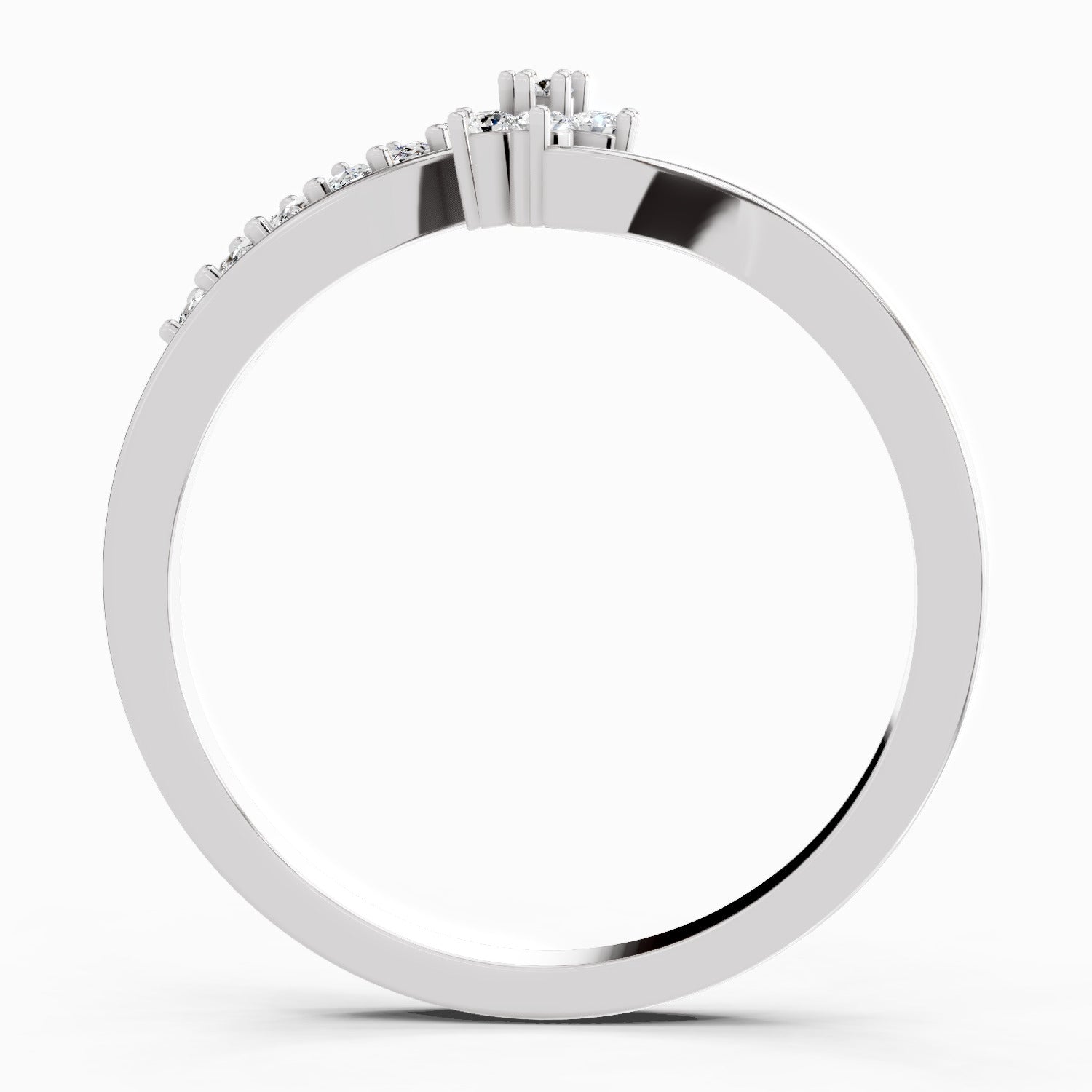 Sparkles Lab Grown Diamond 0.11 Floral Bypass Ring| 14K White Gold