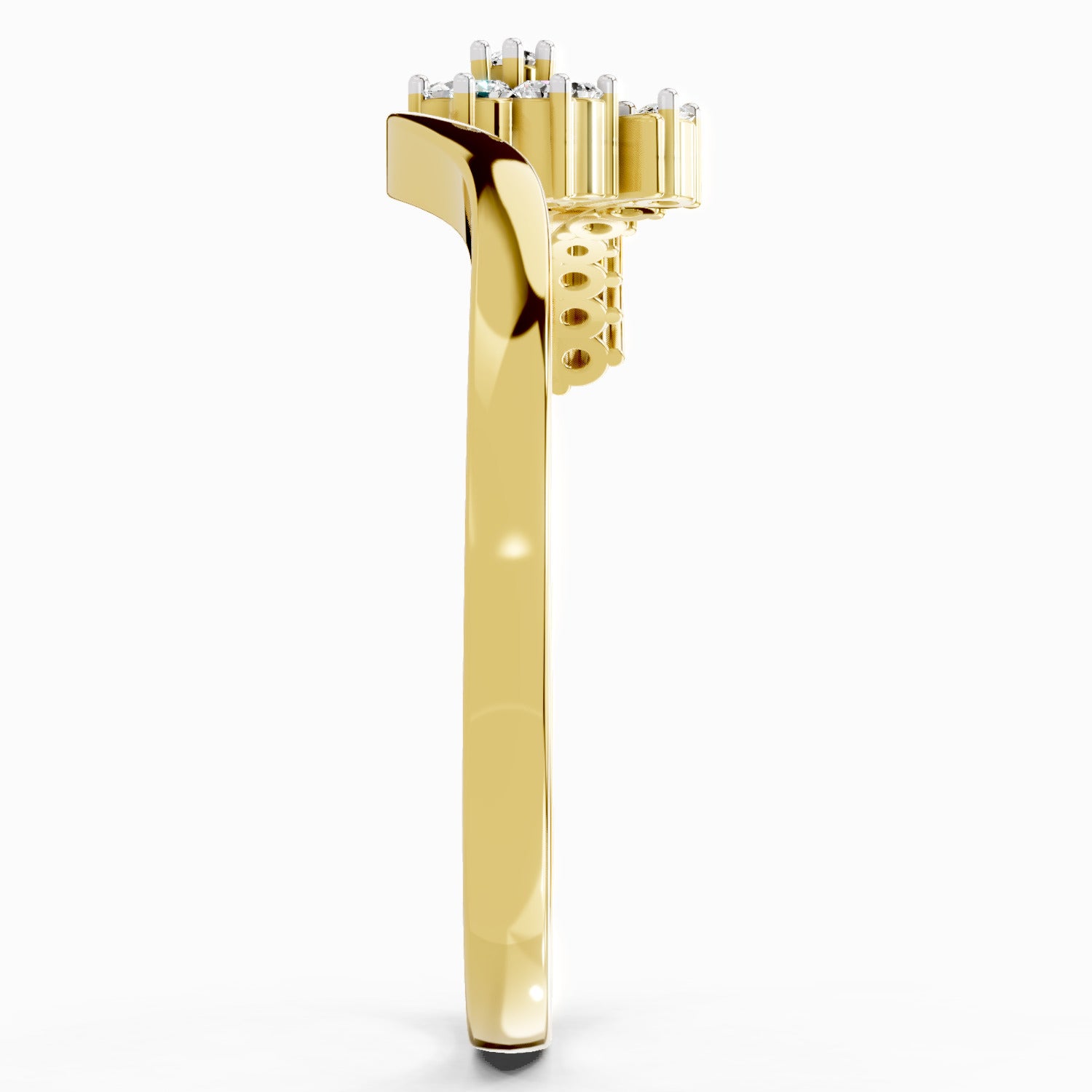 Sparkles Lab Grown Diamond 0.11 Floral Bypass Ring| 14K Yellow Gold