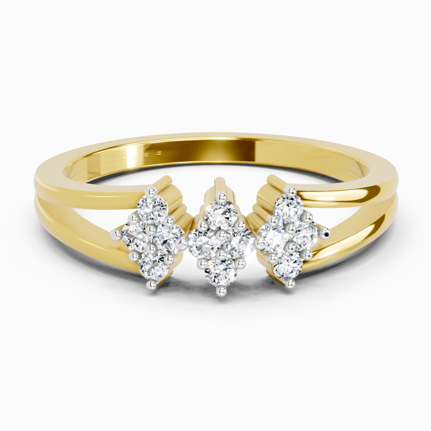 0.14 Ct Round Shape Diamond Cluster Ring | 14K Yellow Gold
