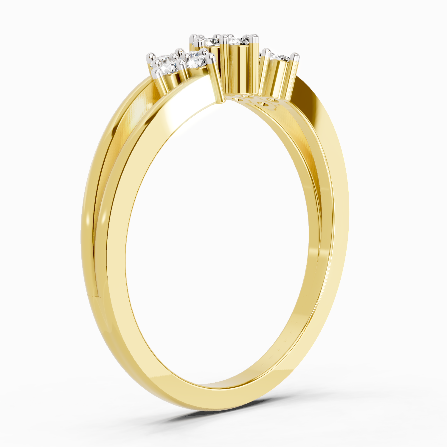 0.14 Ct Round Shape Diamond Cluster Ring | 14K Yellow Gold