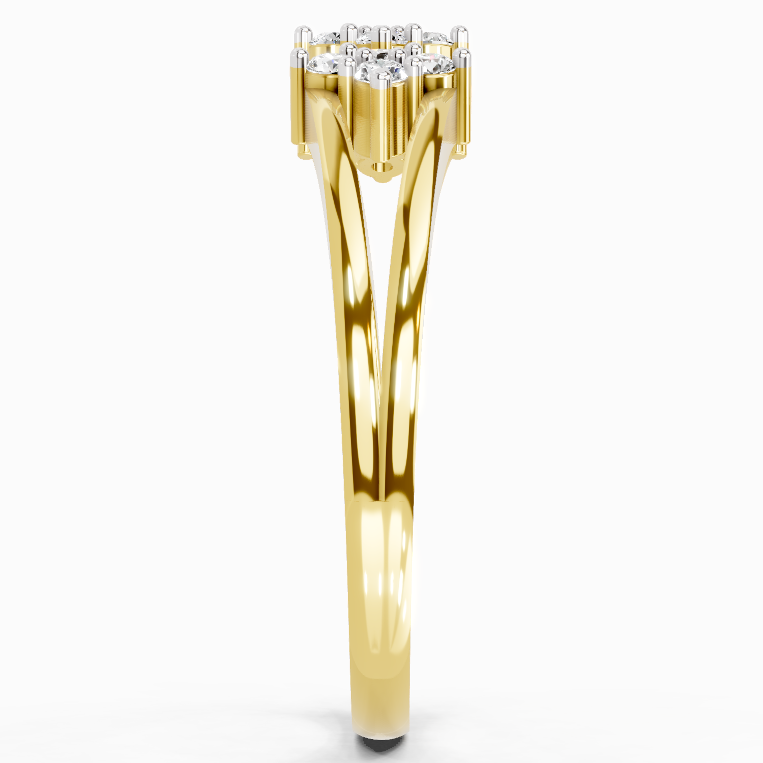 0.14 Ct Round Shape Diamond Cluster Ring | 14K Yellow Gold