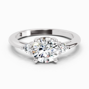 1.05 Ct Round 3 Stone Diamond Ring | 14K White Gold
