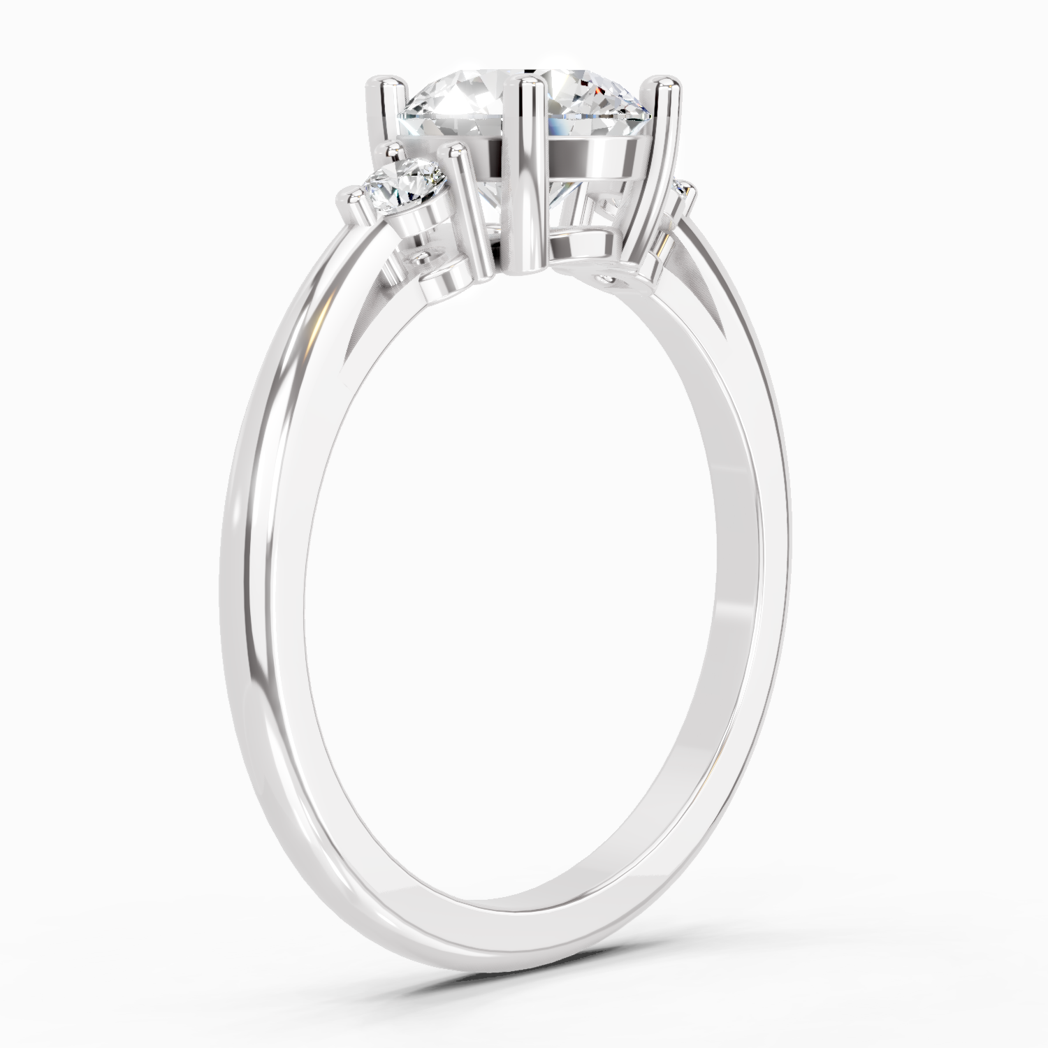 1.05 Ct Round 3 Stone Diamond Ring | 14K White Gold