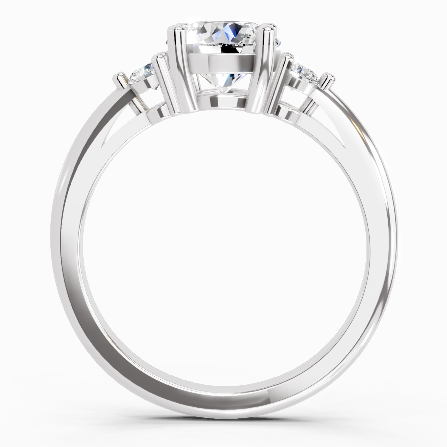 1.05 Ct Round 3 Stone Diamond Ring | 14K White Gold