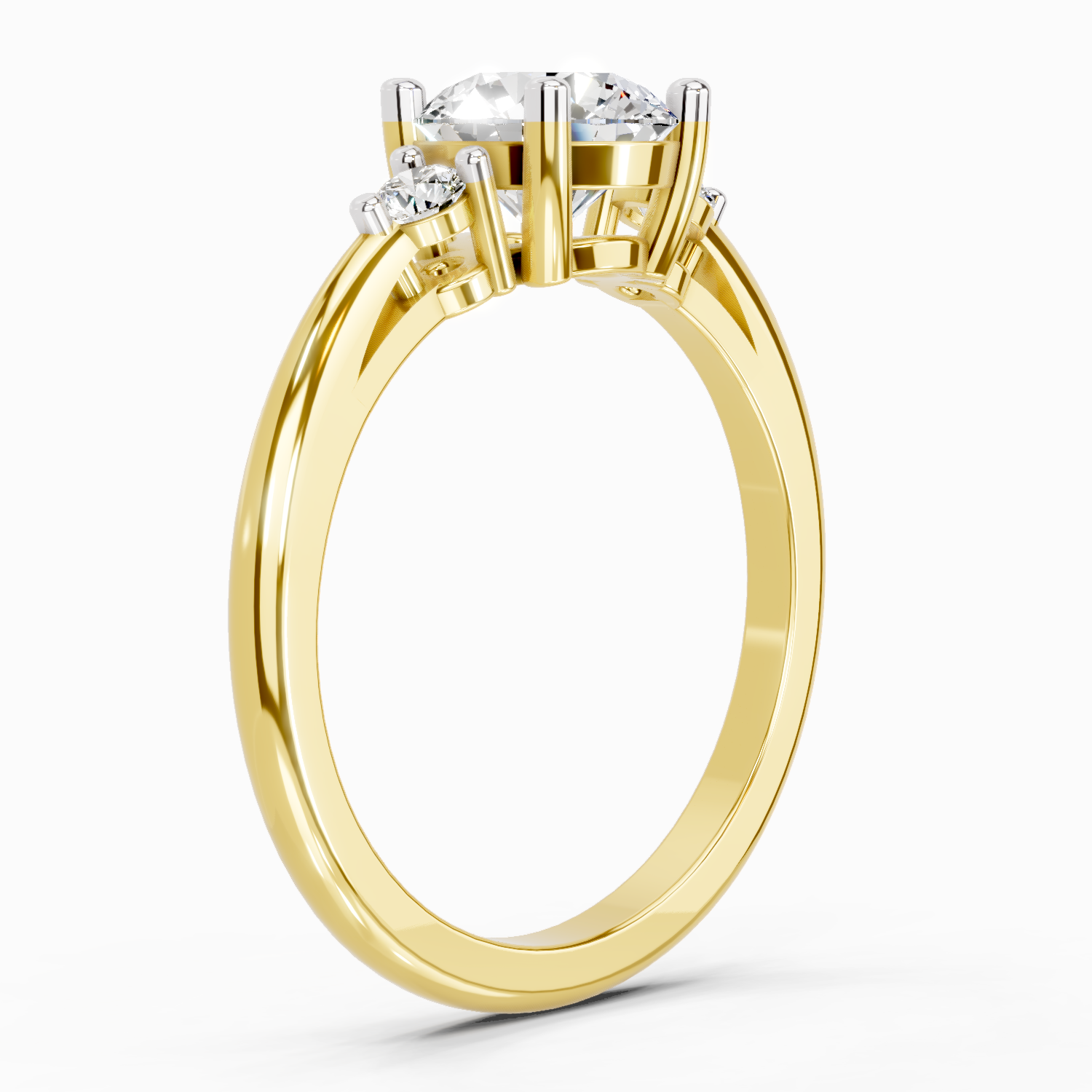 1.05 Ct Round 3 Stone Diamond Ring | 14K Yellow Gold