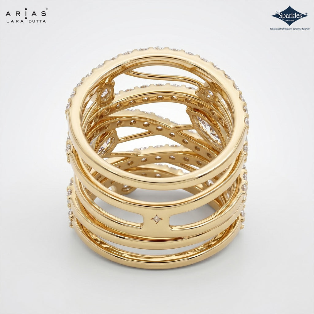 Arias by Lara Dutta Intertwining Multi-Stone Ring