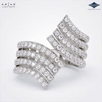 Arias by Lara Dutta Multi-Row Pave Diamond Wave Statement Ring