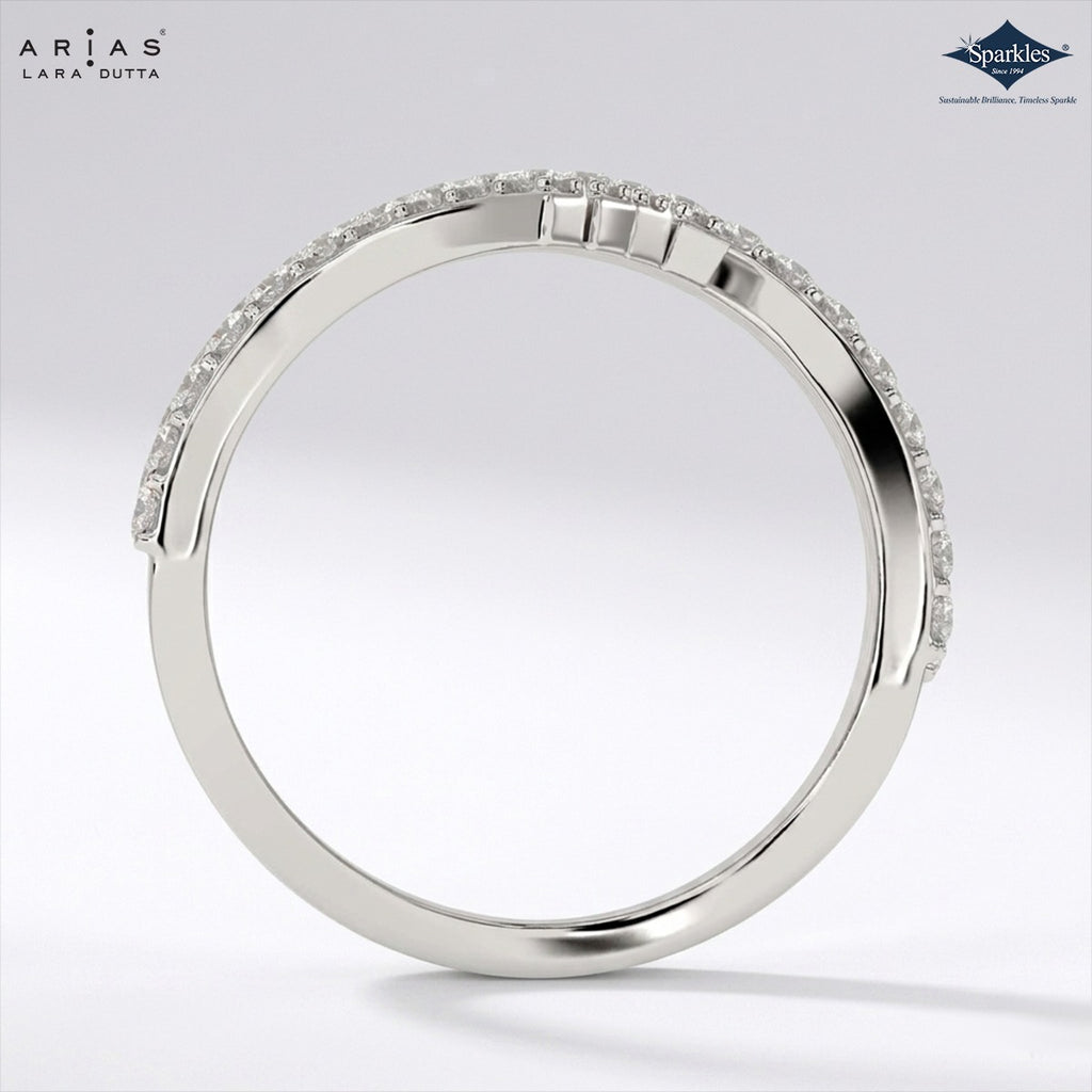 Arias by Lara Dutta Multi-Row Pave Diamond Wave Statement Ring