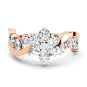 1.41 Ct Round Shape Cluster Diamond Ring | 14K Rose Gold