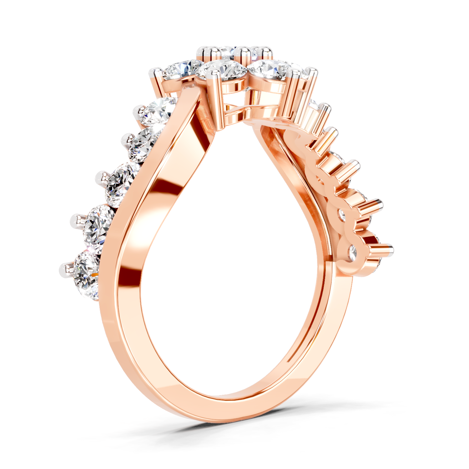 1.41 Ct Round Shape Cluster Diamond Ring | 14K Rose Gold