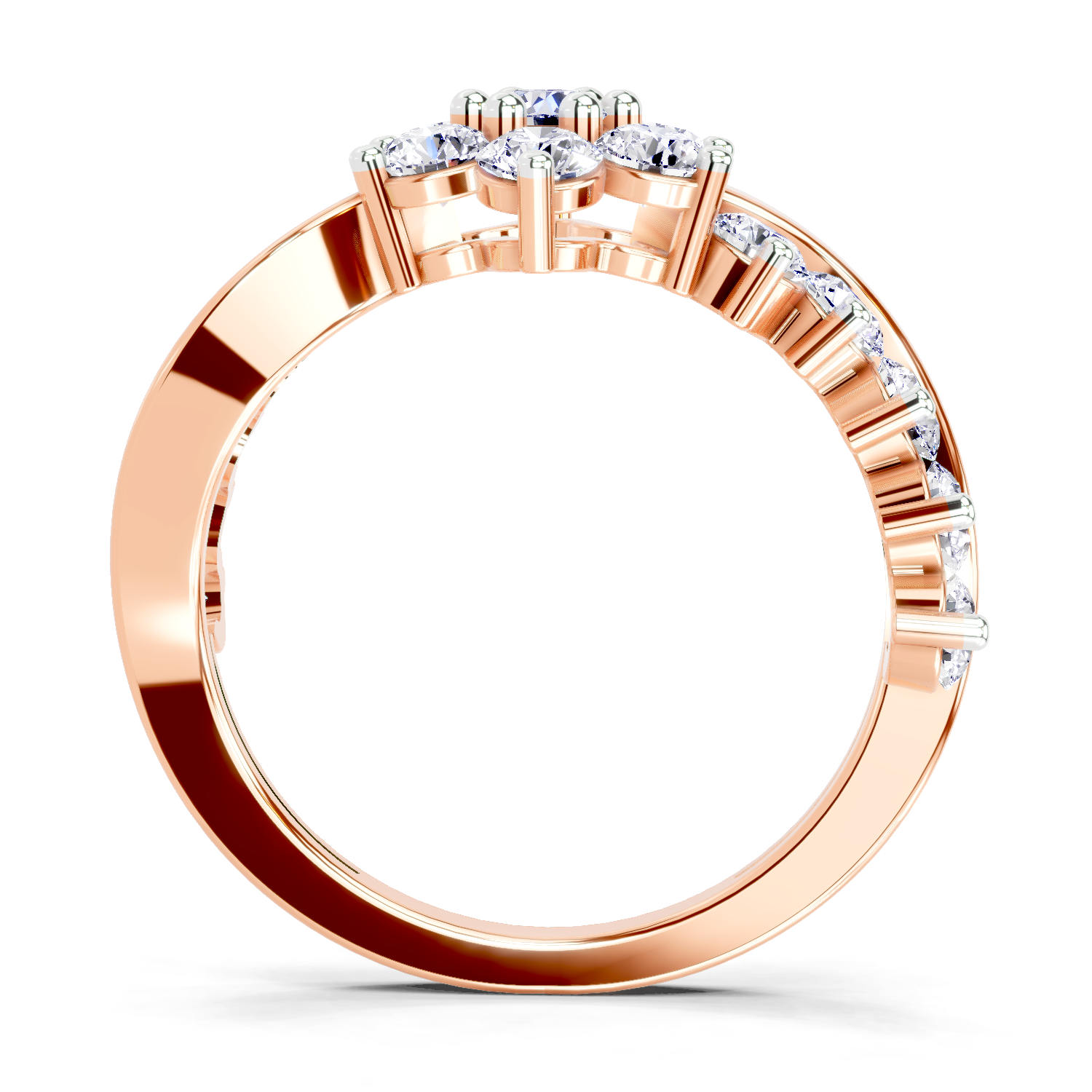 1.41 Ct Round Shape Cluster Diamond Ring | 14K Rose Gold