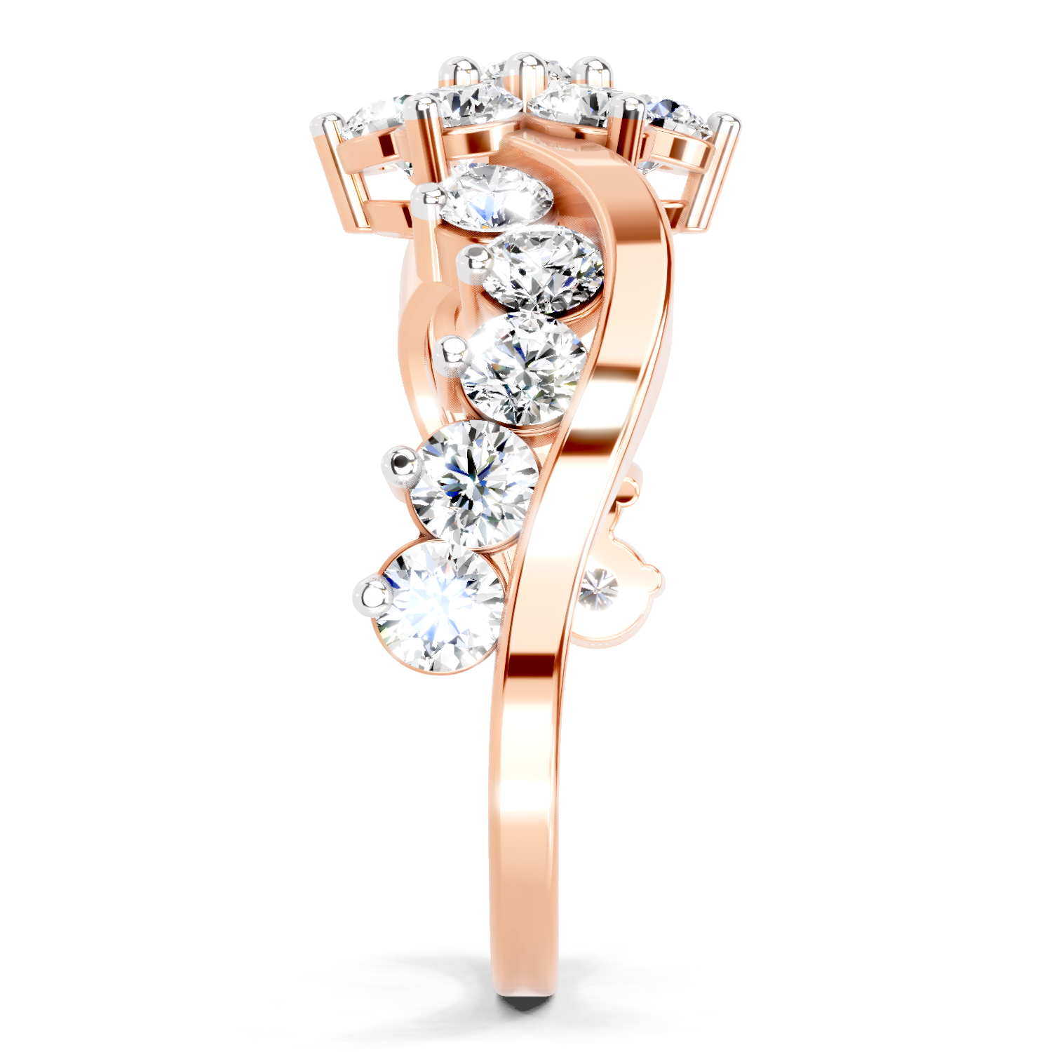 1.41 Ct Round Shape Cluster Diamond Ring | 14K Rose Gold