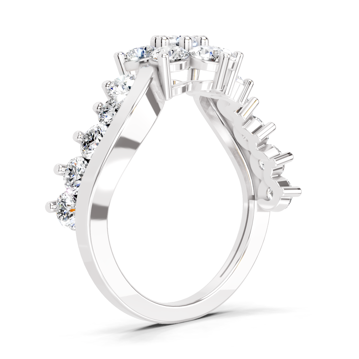 1.41 Ct Round Shape Cluster Diamond Ring | 14K White Gold
