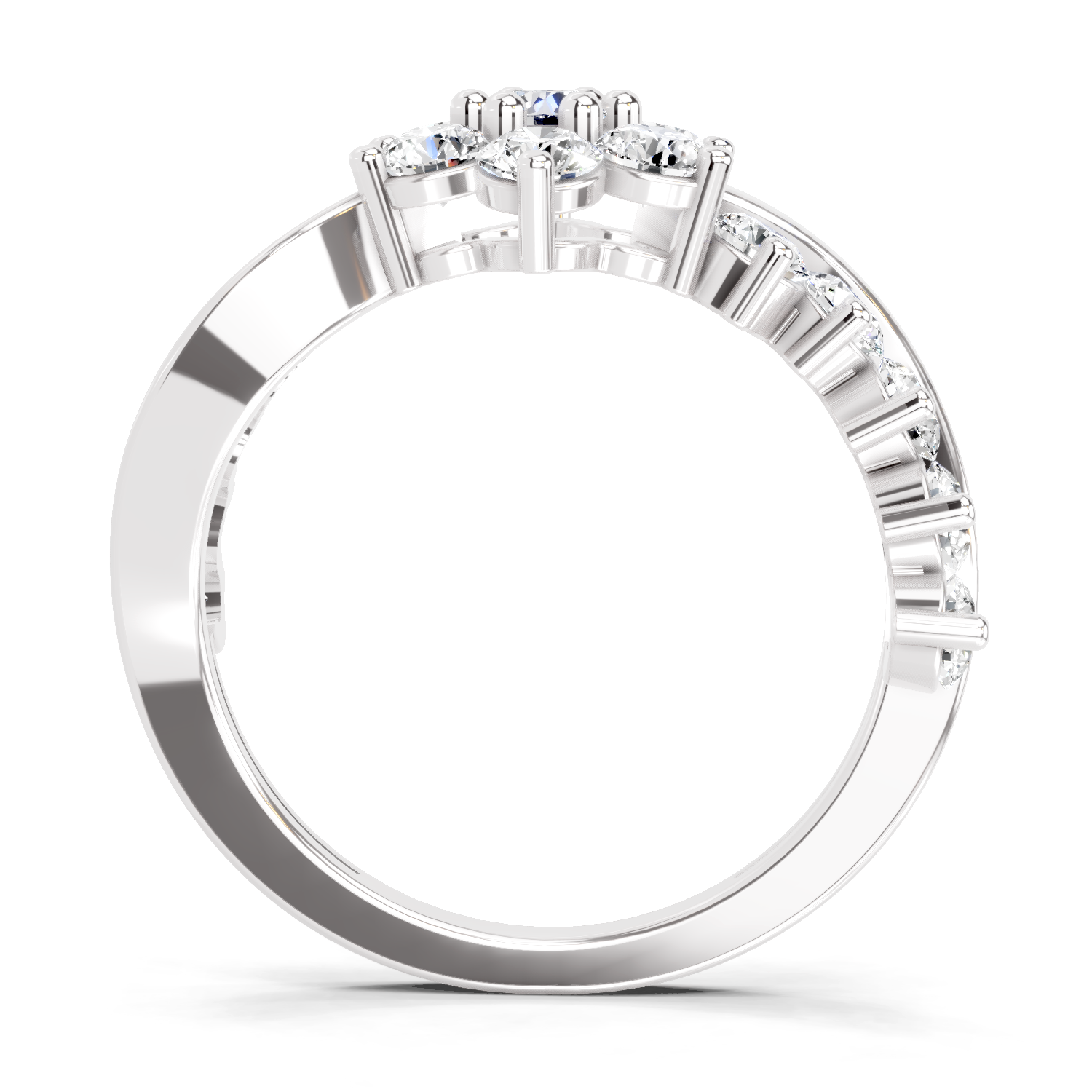 1.41 Ct Round Shape Cluster Diamond Ring | 14K White Gold