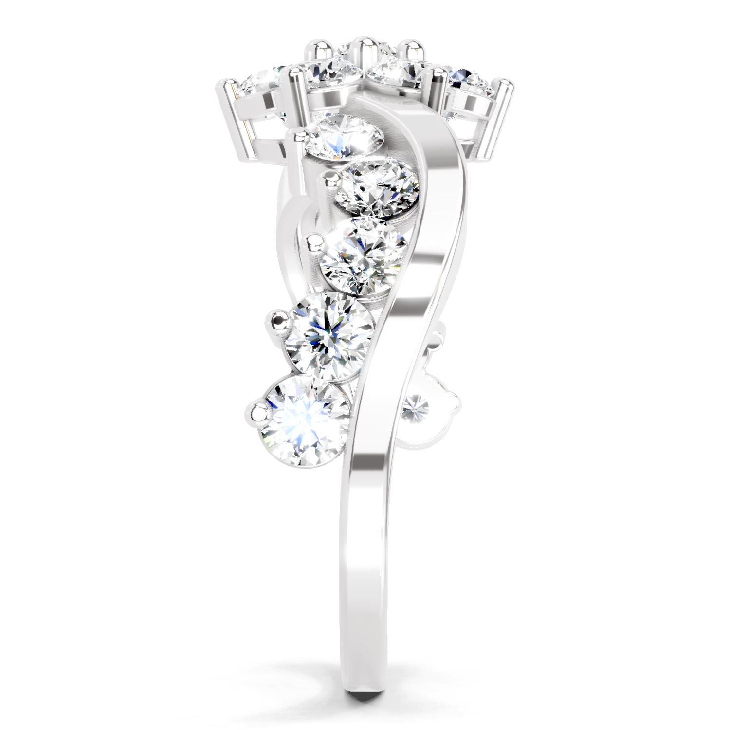 1.41 Ct Round Shape Cluster Diamond Ring | 14K White Gold