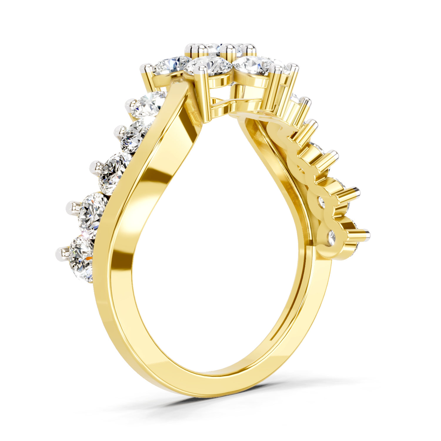1.41 Ct Round Shape Cluster Diamond Ring | 14K Yellow Gold