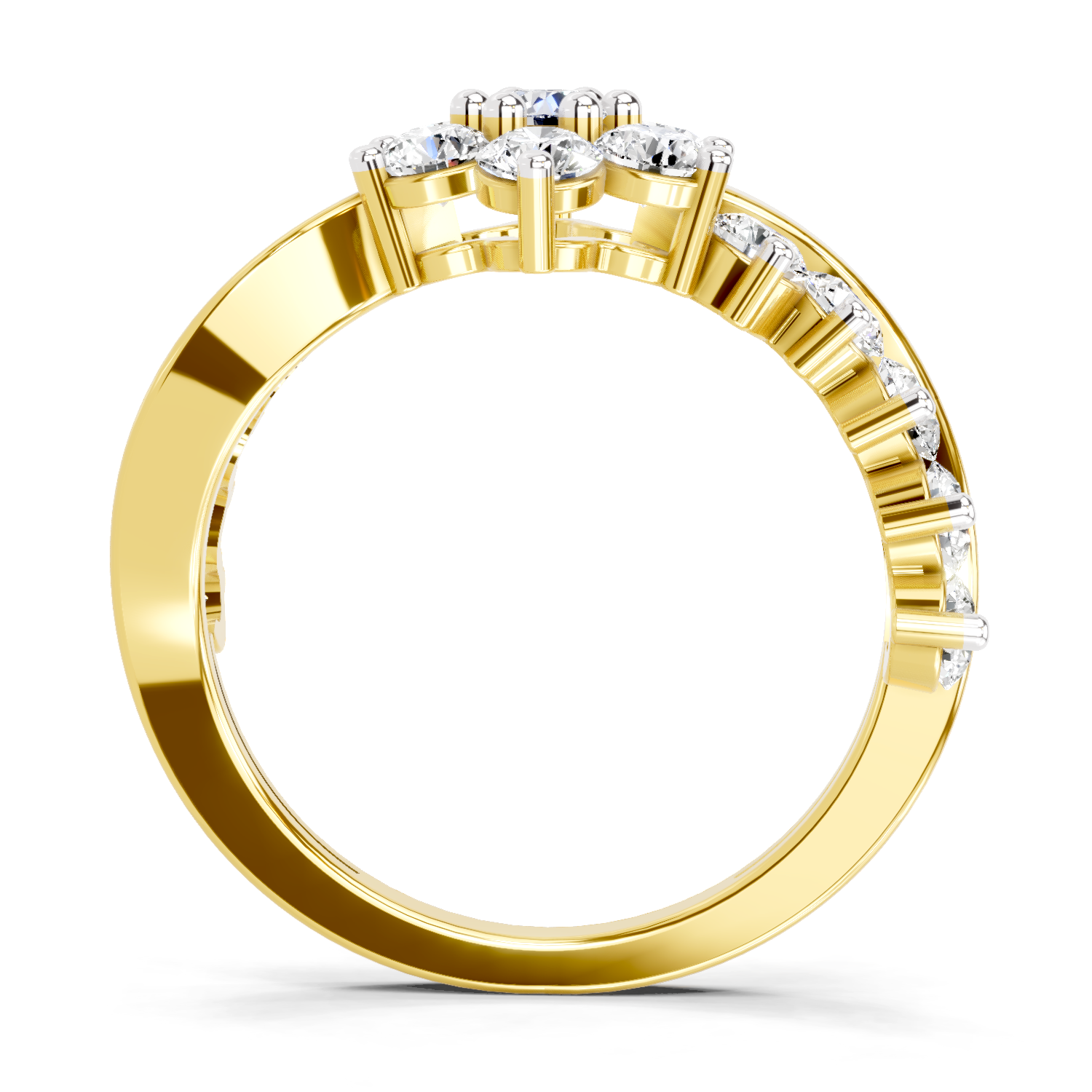 1.41 Ct Round Shape Cluster Diamond Ring | 14K Yellow Gold