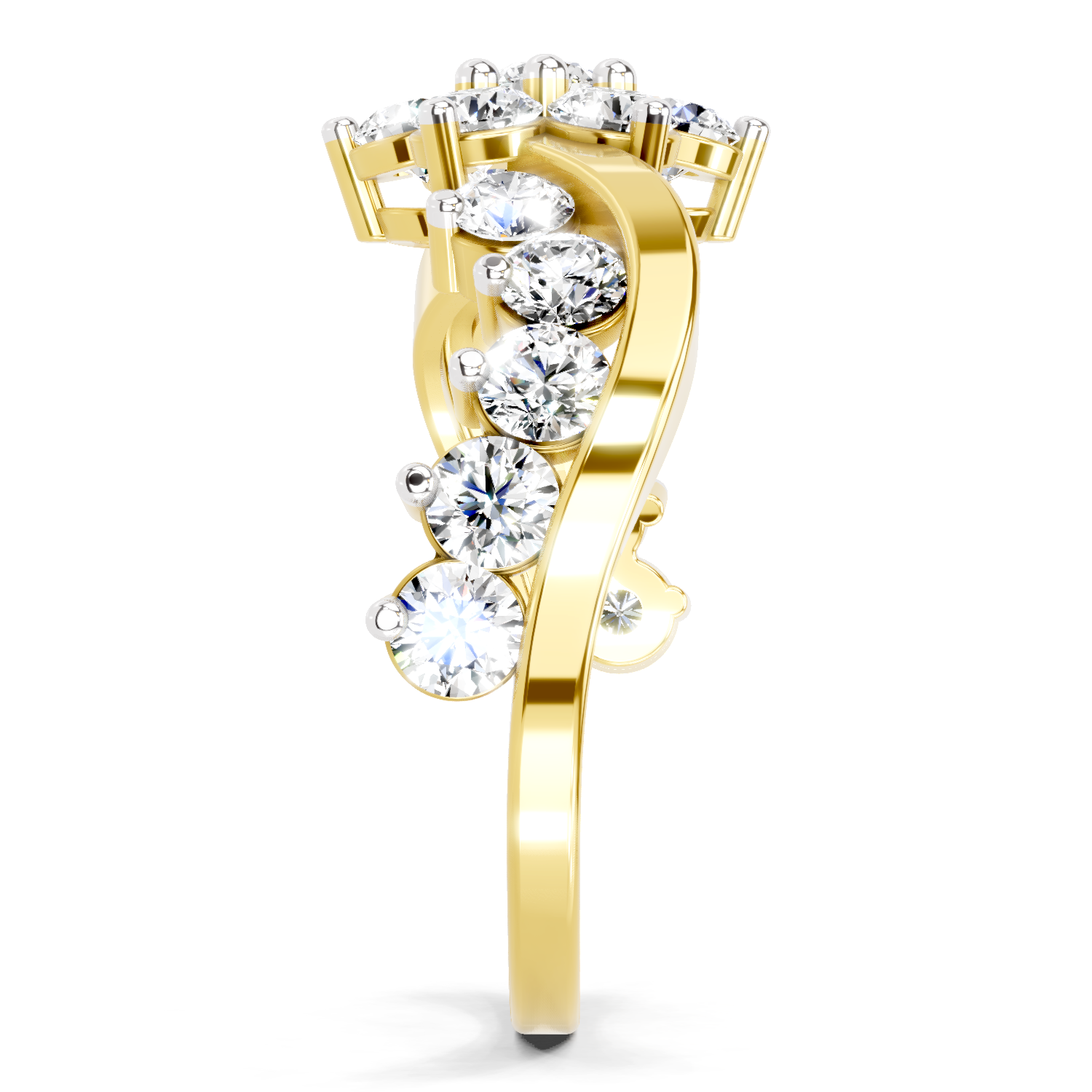 1.41 Ct Round Shape Cluster Diamond Ring | 14K Yellow Gold
