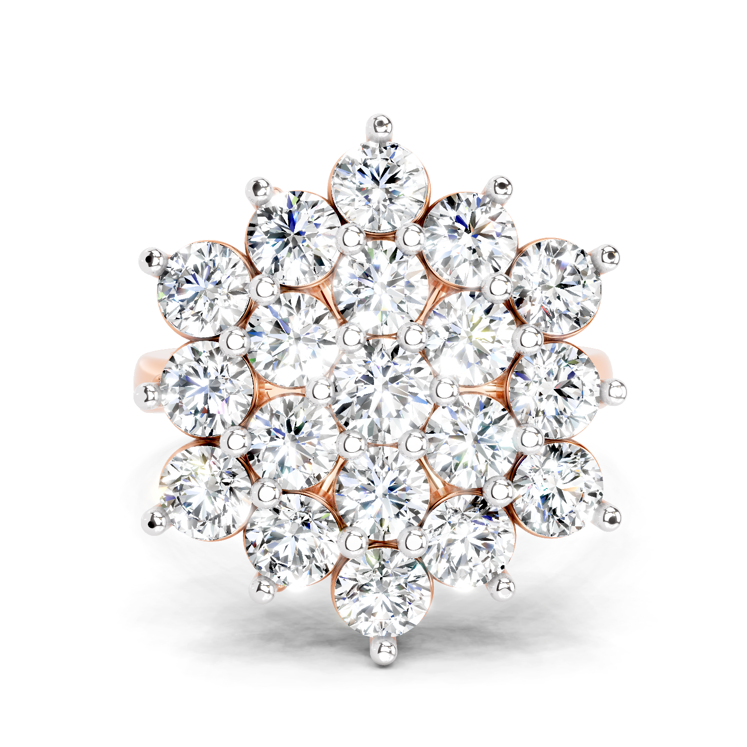 3.18 Ct Round Shape Flower Diamond Ring | 14K Rose Gold