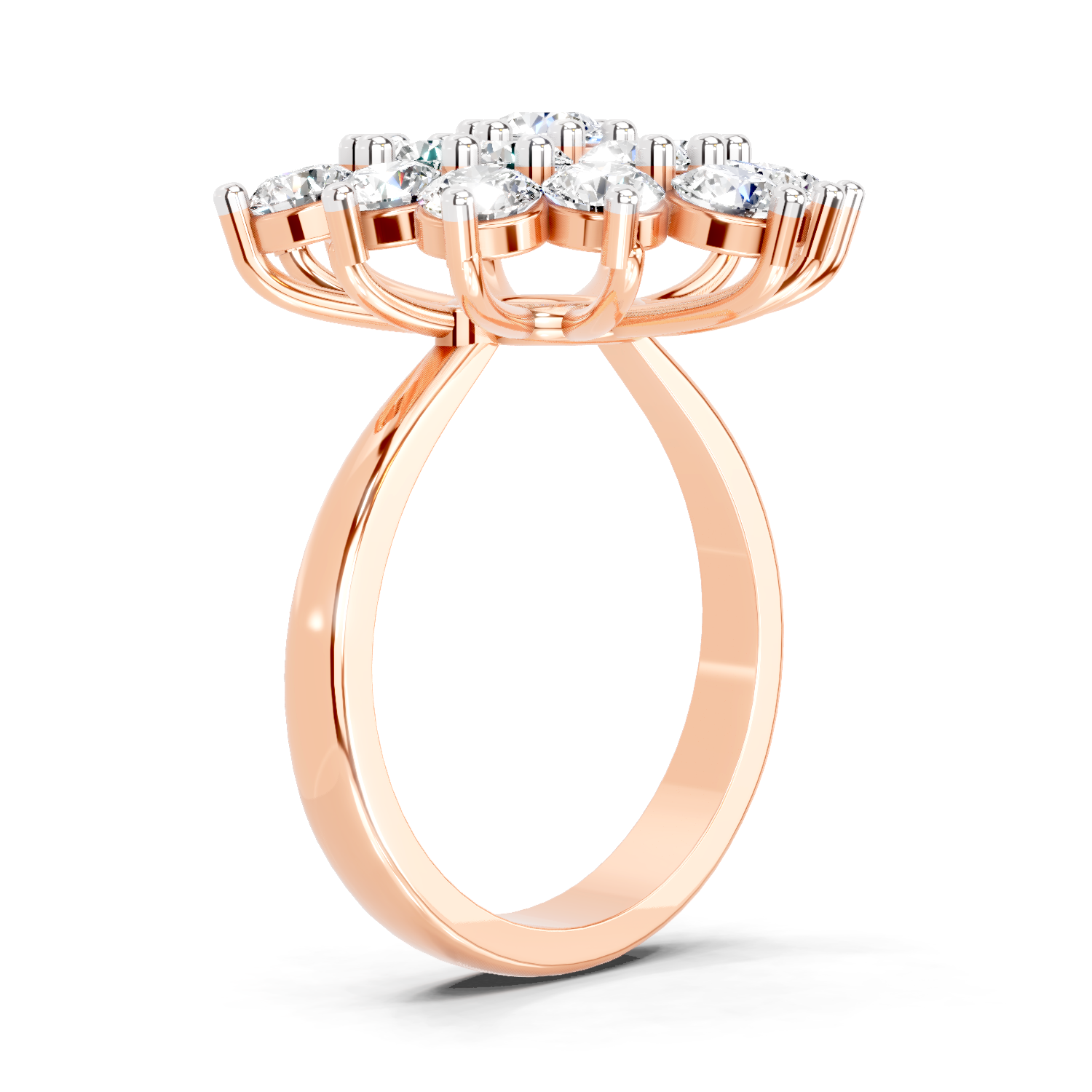 3.18 Ct Round Shape Flower Diamond Ring | 14K Rose Gold