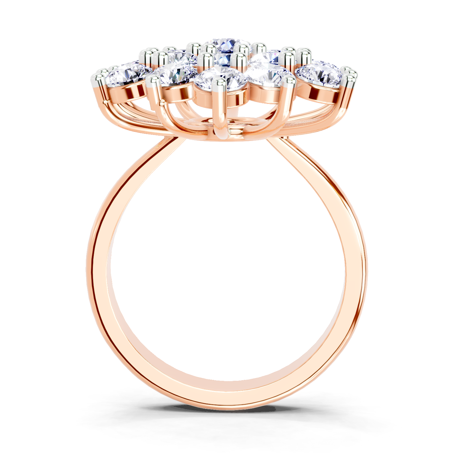 3.18 Ct Round Shape Flower Diamond Ring | 14K Rose Gold