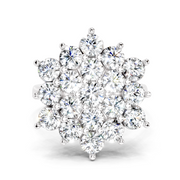 3.18 Ct Round Shape Flower Diamond Ring | 14K White Gold