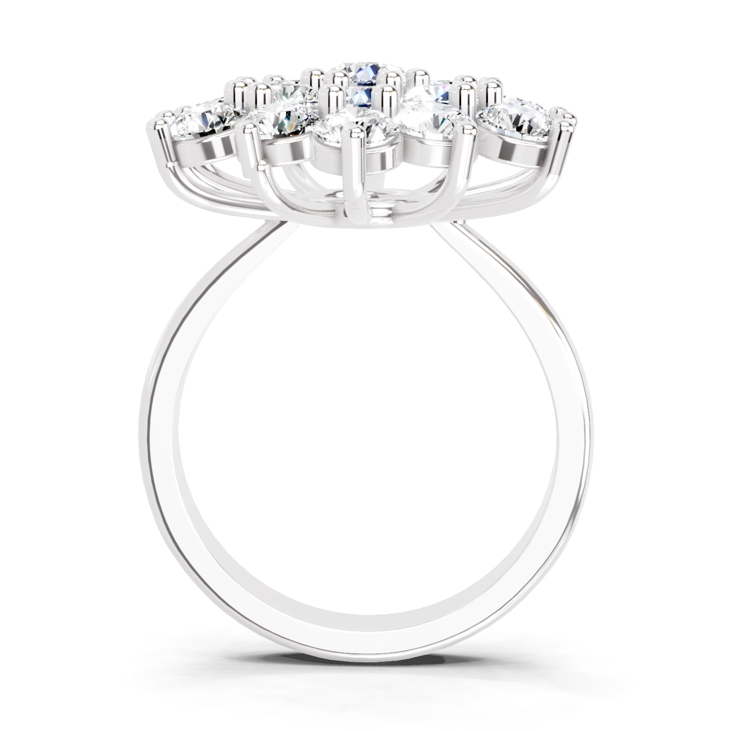3.18 Ct Round Shape Flower Diamond Ring | 14K White Gold