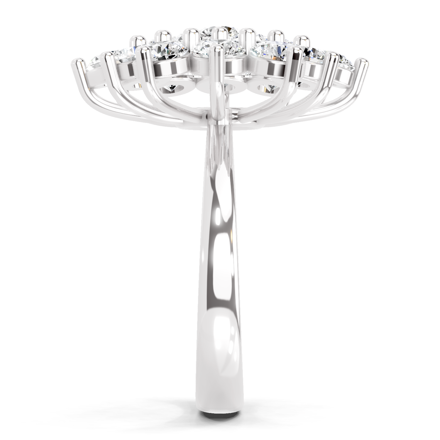 3.18 Ct Round Shape Flower Diamond Ring | 14K White Gold