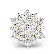 3.18 Ct Round Shape Flower Diamond Ring | 14K Yellow Gold