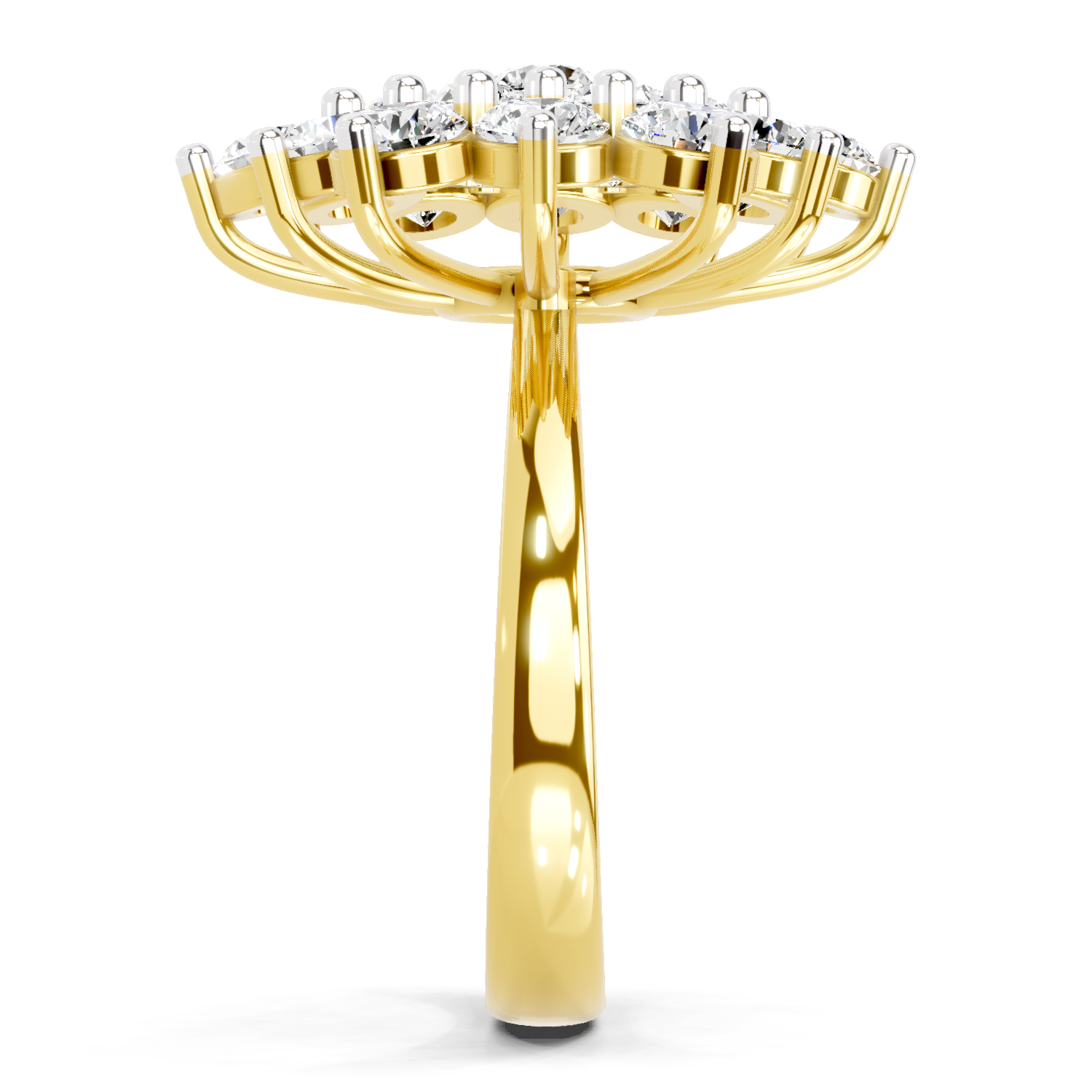 3.18 Ct Round Shape Flower Diamond Ring | 14K Yellow Gold