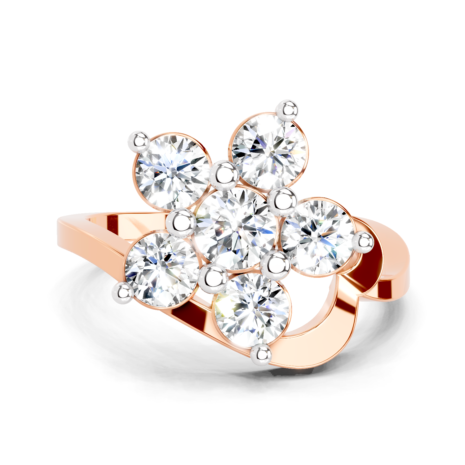 1.55 Ct Round Shape Floral Diamond Ring | 14K Rose Gold