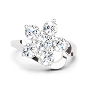 1.55 Ct Round Shape Floral Diamond Ring | 14K White Gold