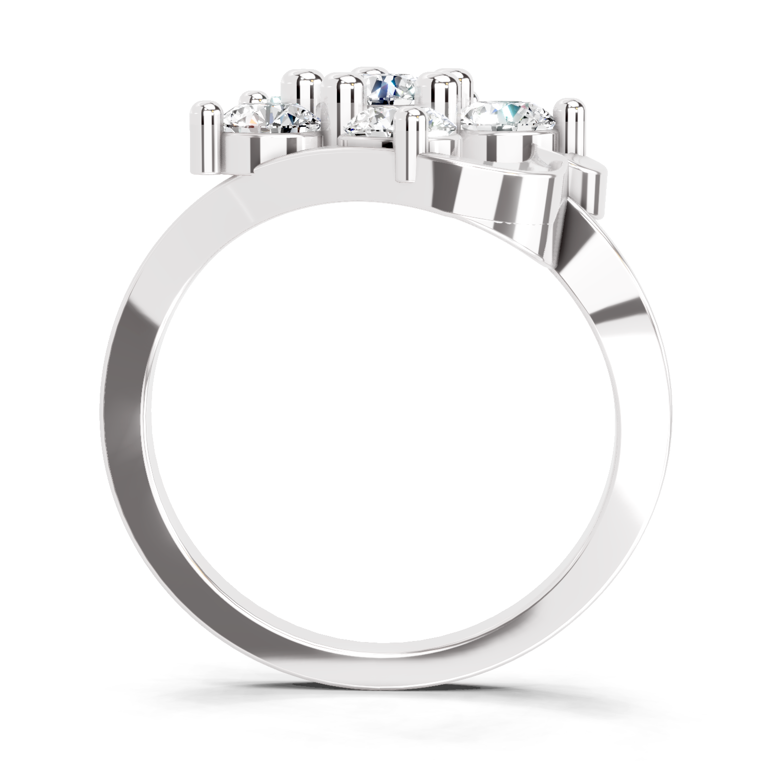 1.55 Ct Round Shape Floral Diamond Ring | 14K White Gold