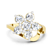 1.55 Ct Round Shape Floral Diamond Ring | 14K Yellow Gold